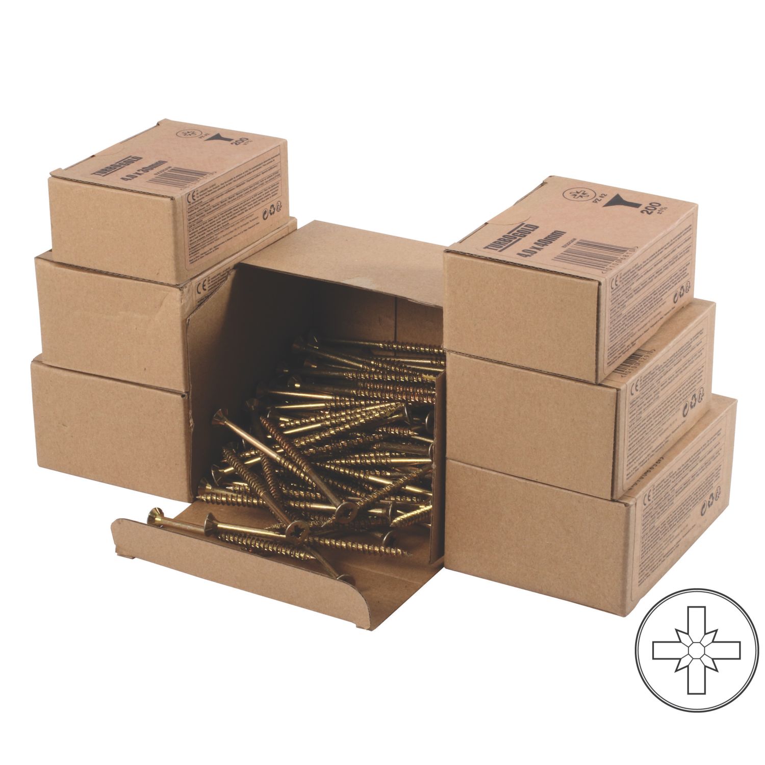 TurboGold PZ Double-Countersunk Wood Screws 1000 Pieces (554KR)