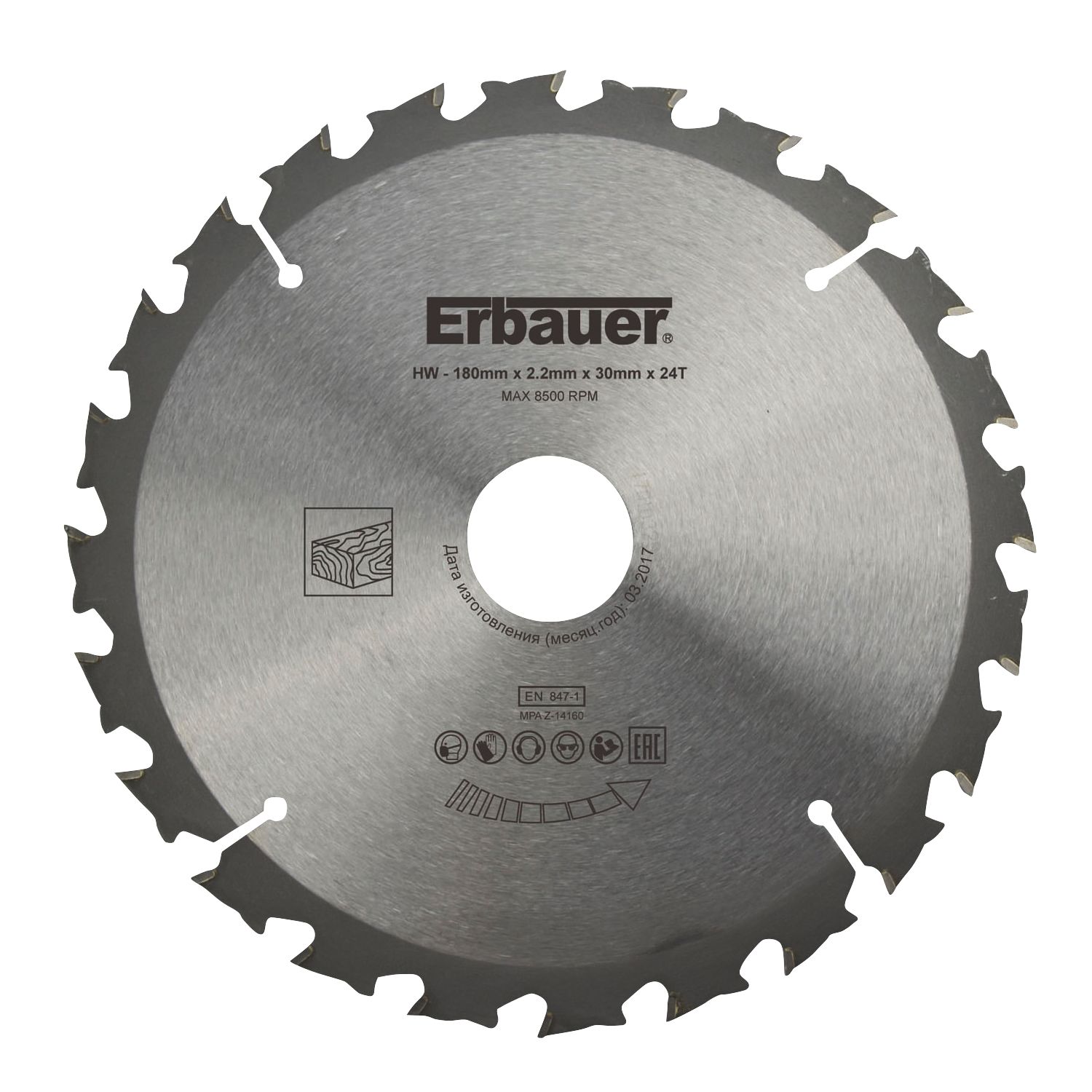 Erbauer Wood TCT Saw Blade 180mm x 30mm 24T (5563V)