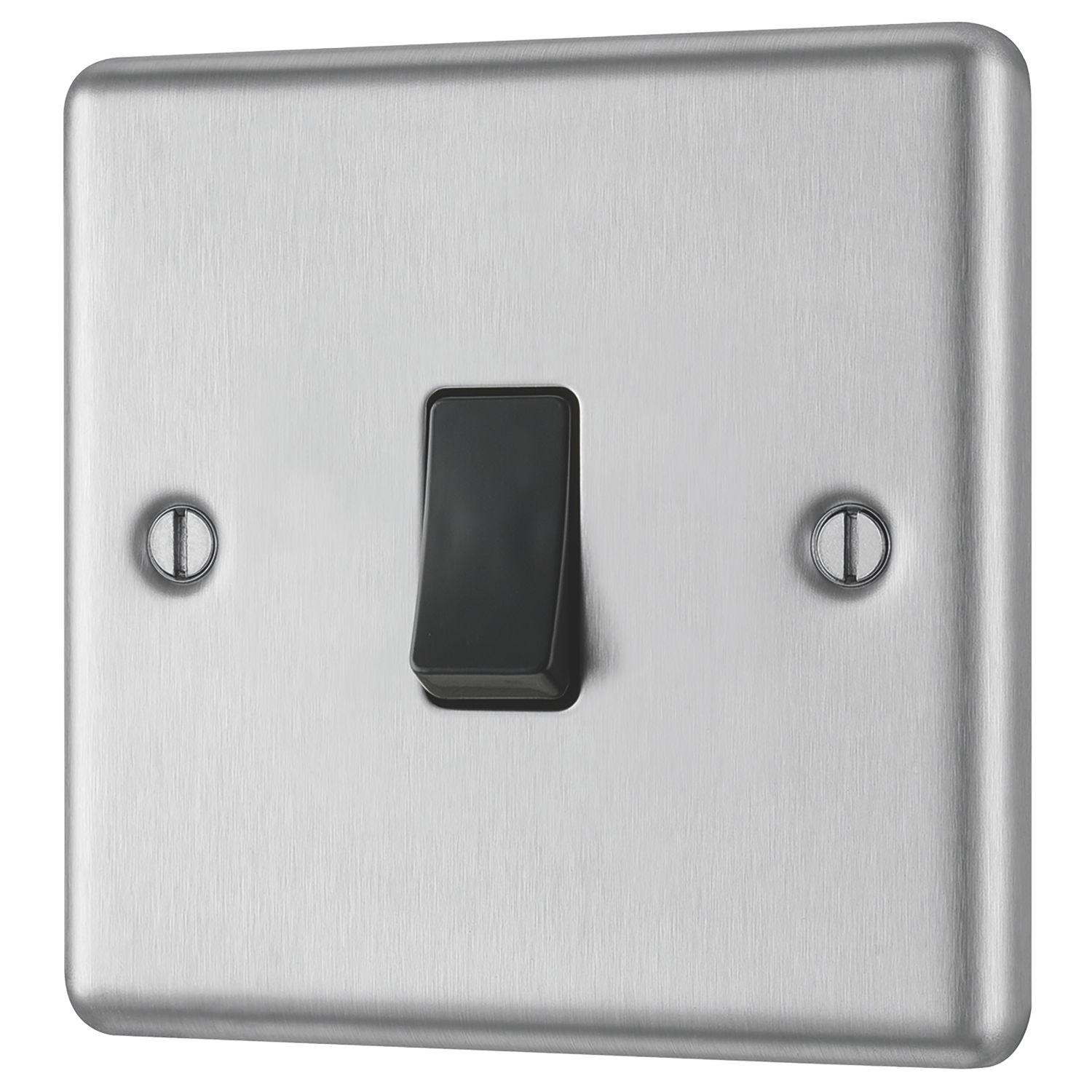 LAP 10AX 1-Gang Intermediate Switch Brushed Stainless Steel with Black Inserts (55662)