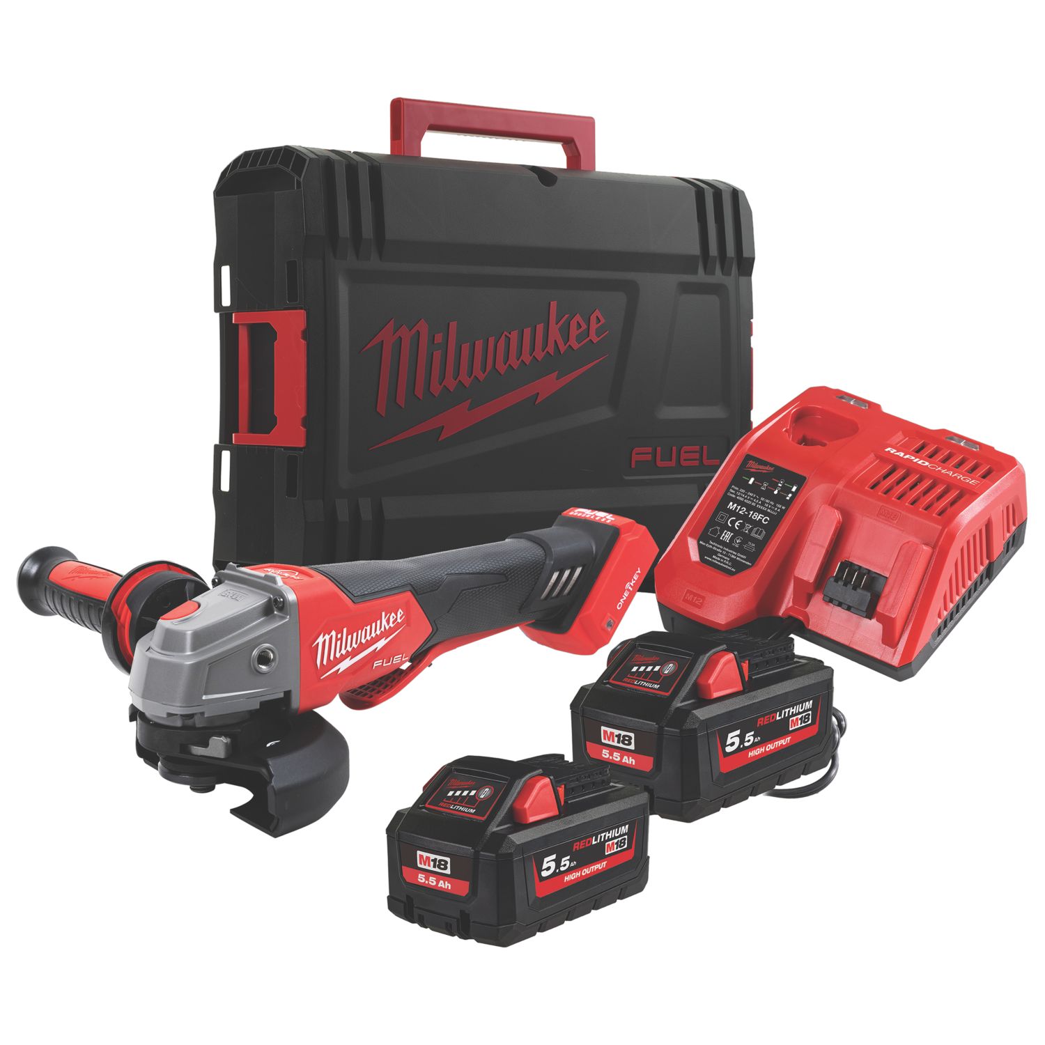 Milwaukee M18ONEFHSAG115XPDB-552X 18V 2 x 5.5Ah Li-Ion RedLithium High Output 4 1/2" Brushless Cordless Angle Grinder (557VT)