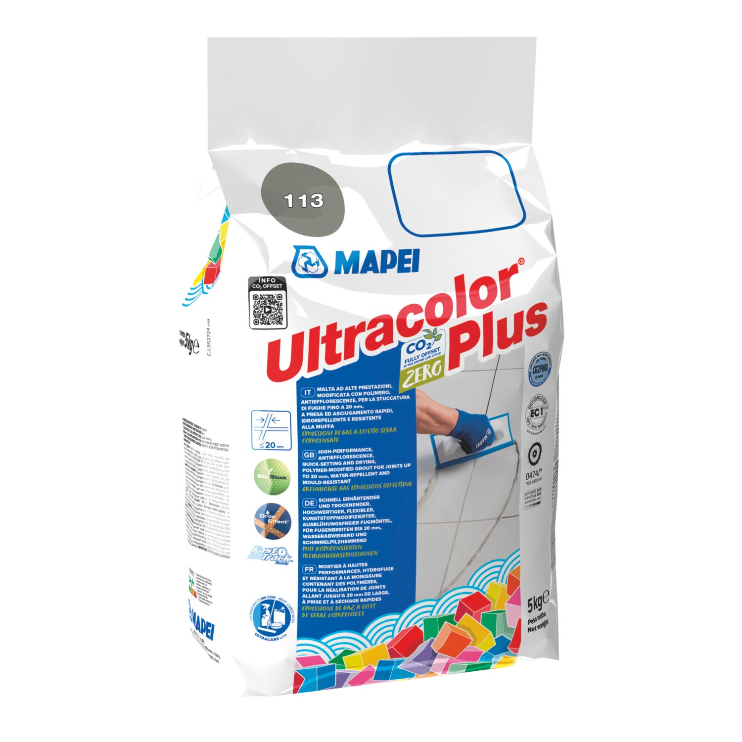 Mapei Ultracolor Plus Wall & Floor Grout Cement Grey 5kg (55838)