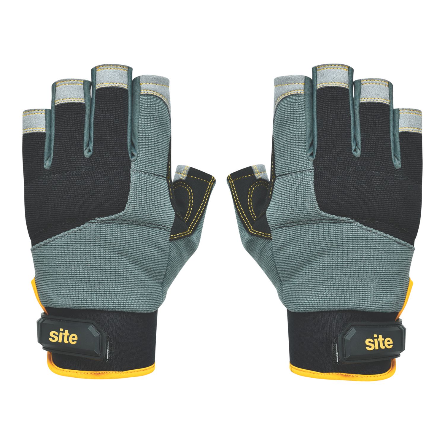 Site SWG310 Fingerless Performance Gloves Grey / Black / Gold Large (558YW)