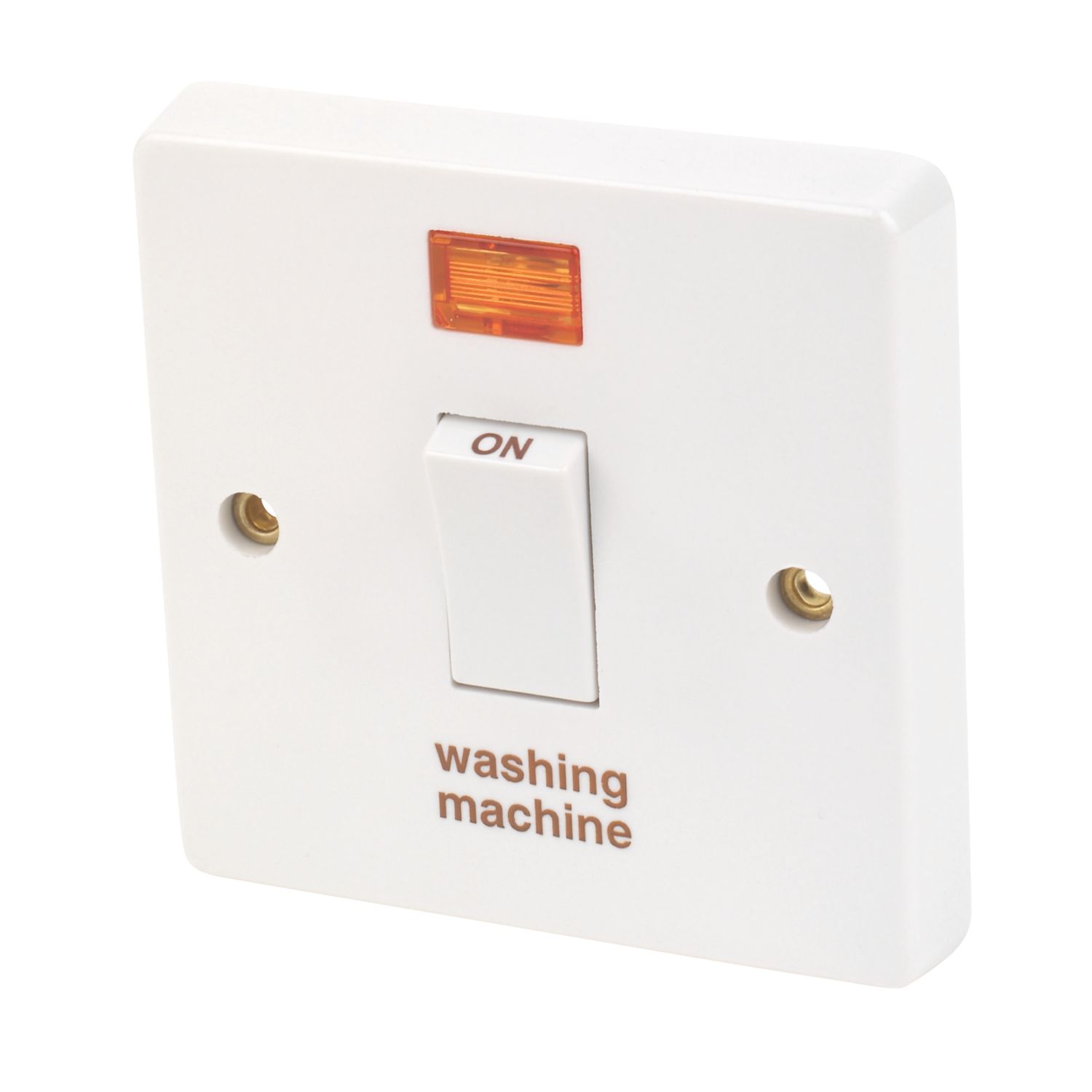 Crabtree Capital 20A 1-Gang DP Washing Machine Switch White with Neon (5597J)