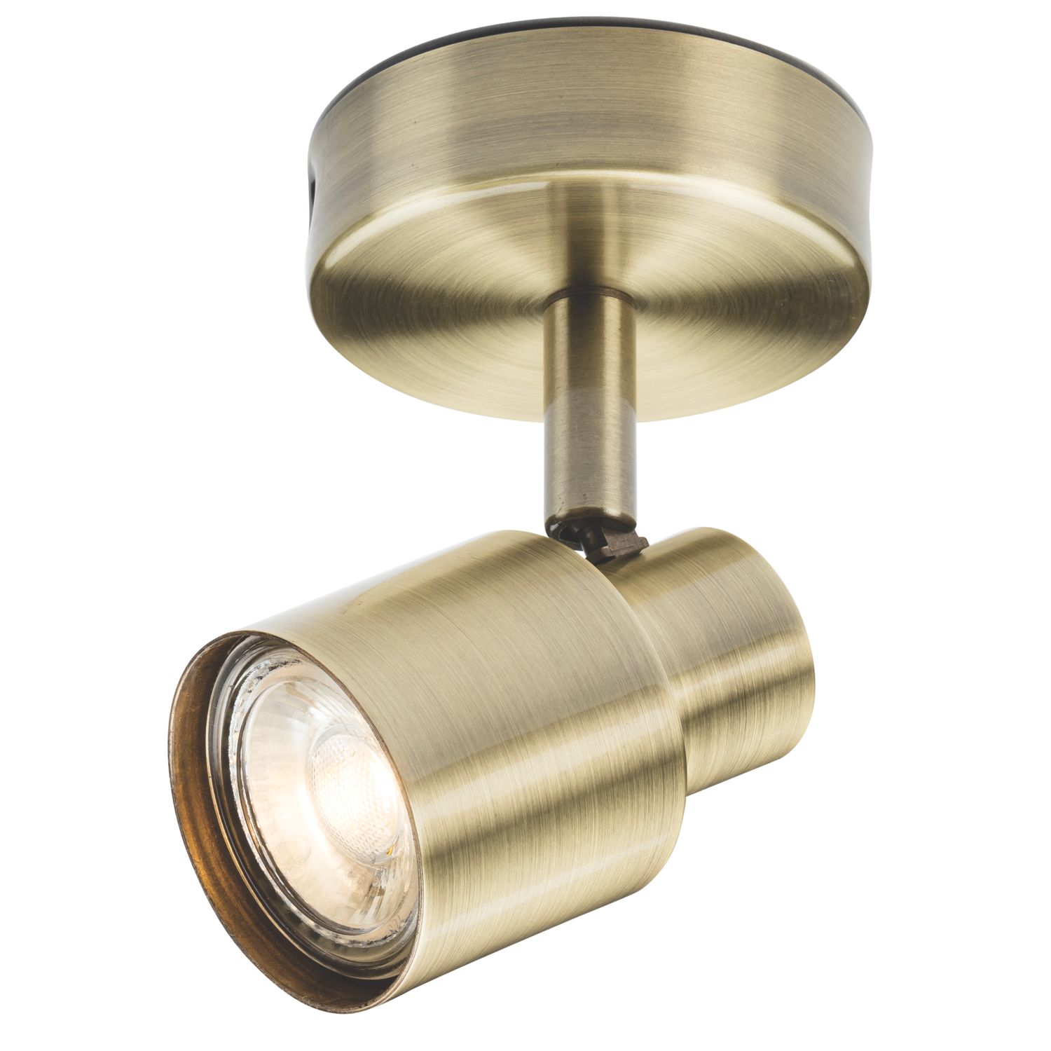 Knightsbridge Round 1-Light Single GU10 Wall & Ceiling Spotlight Antique Brass (563GA)