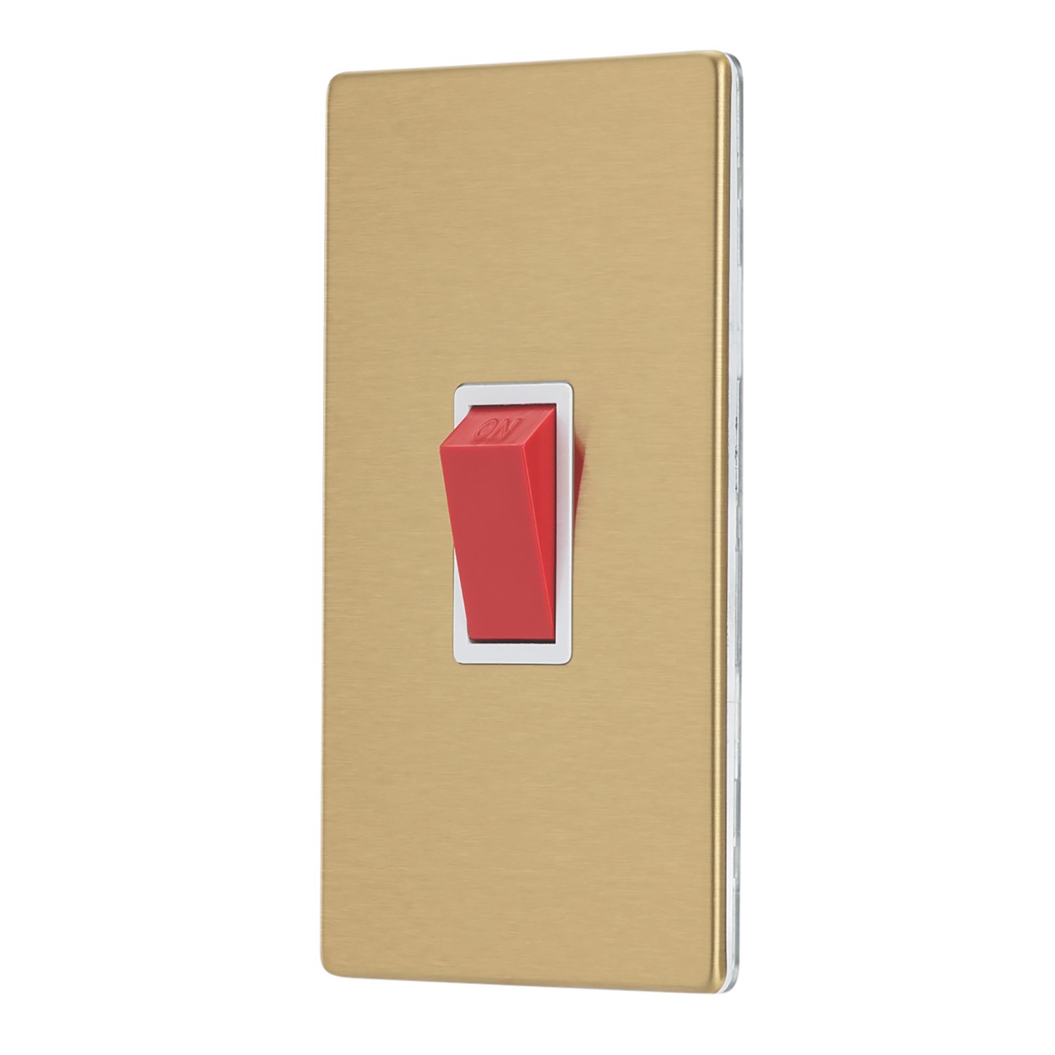 Contactum Lyric 45A 1-Gang DP Control Switch Brushed Brass with White Inserts (569RP)