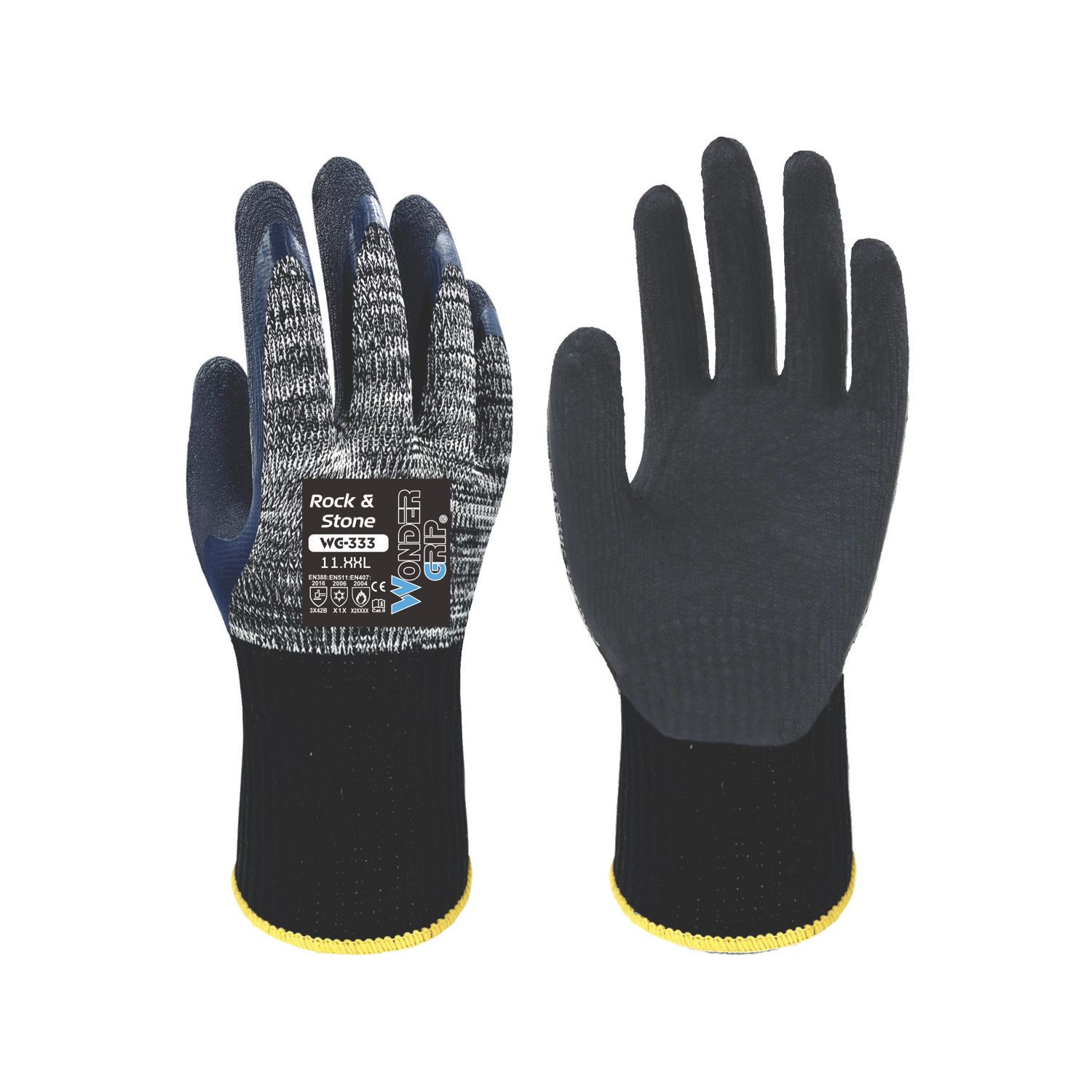 Wonder Grip WG-333 Rock & Stone General Handling Gloves Grey 2X Large (571VJ)