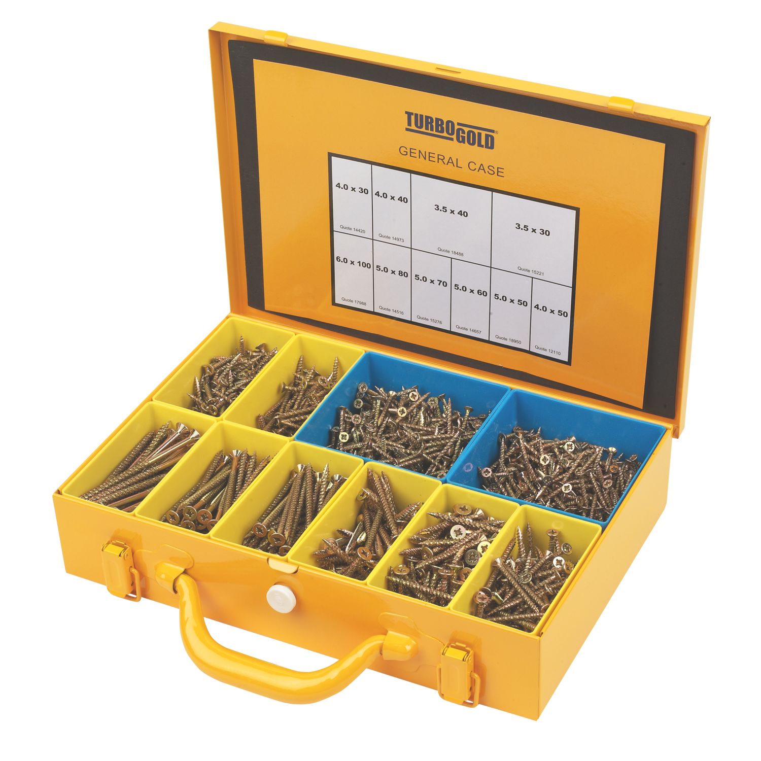 TurboGold PZ Double-Countersunk Woodscrews General Trade Case 1400 Pcs (57297)