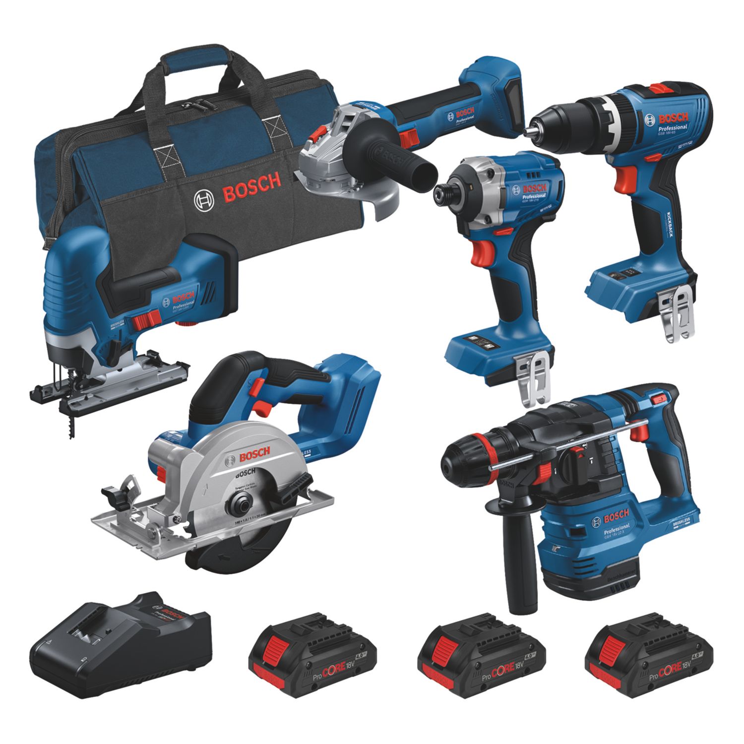 Bosch 0615A5008C 18V 3 x 4.0Ah Li-Ion ProCORE18V Brushless Cordless 6 Piece Kit (572CY)