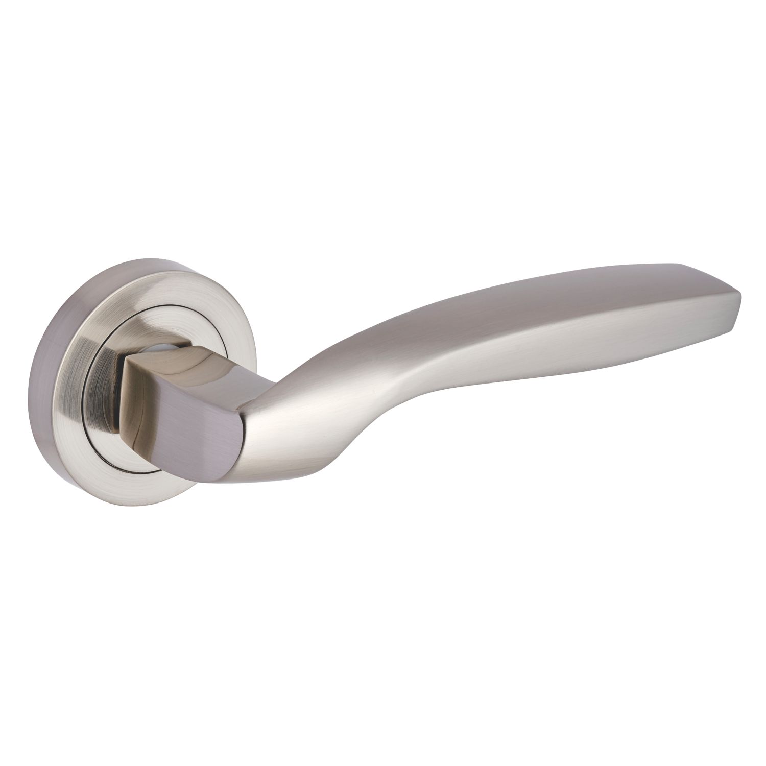 Smith & Locke Rhossilli Fire Rated Lever on Rose Door Handles Pair Brushed Nickel (573HY)