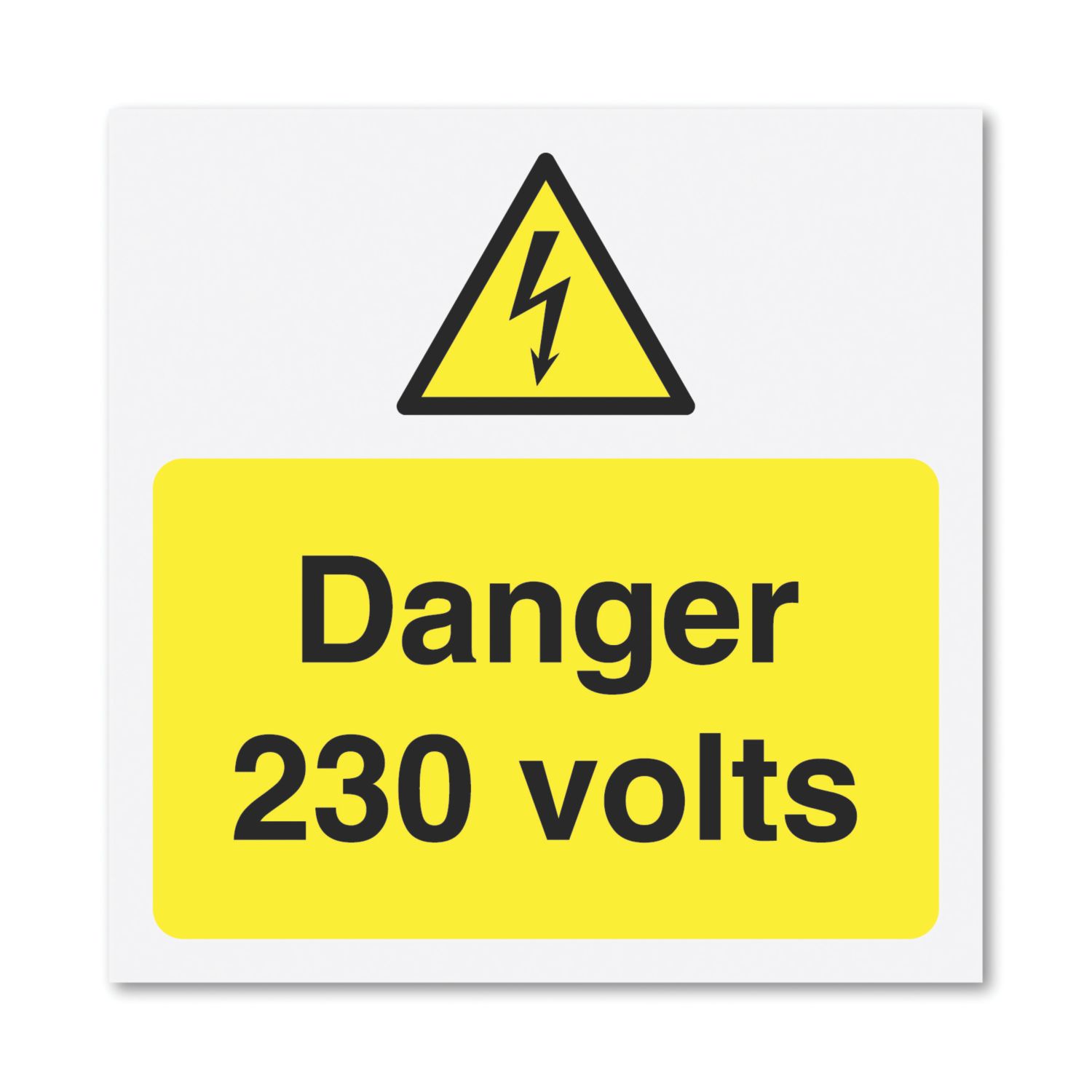 Essentials 'Danger 230V' Electrical Warning Labels 75mm x 75mm 25 Pack (573YU)