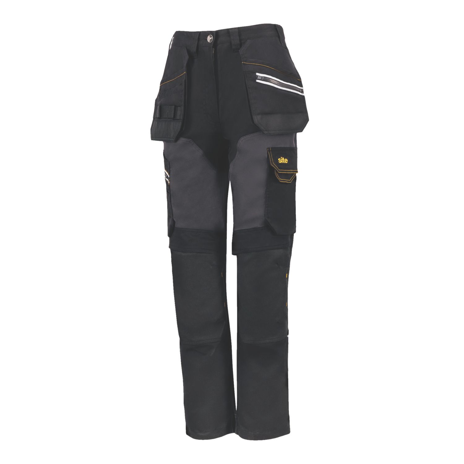 Site Kilani Womens Stretch Trousers Black / Grey Size 18 28" L (574CN)