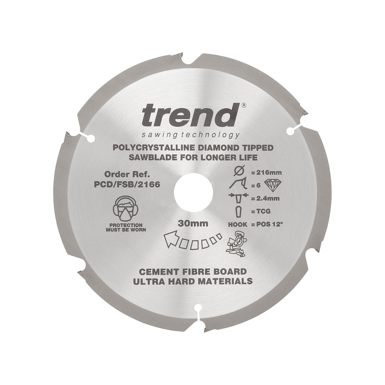 Trend PCD/FSB/2166 Multi-Material Fibreboard Saw blade 216mm x 30mm 6T (575GY)