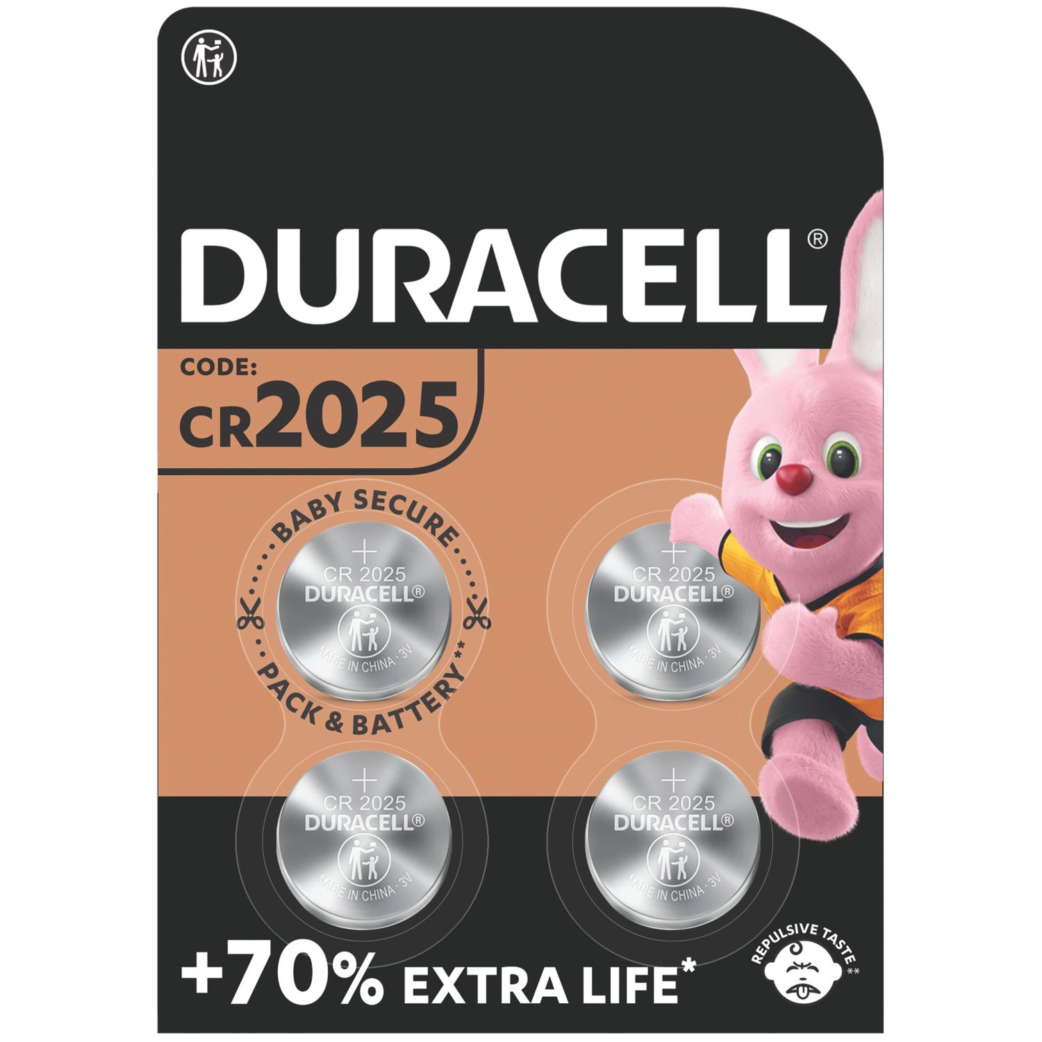 Duracell CR2025 1.5V Coin Cell Lithium Speciality Batteries 4 Pack (575RP)