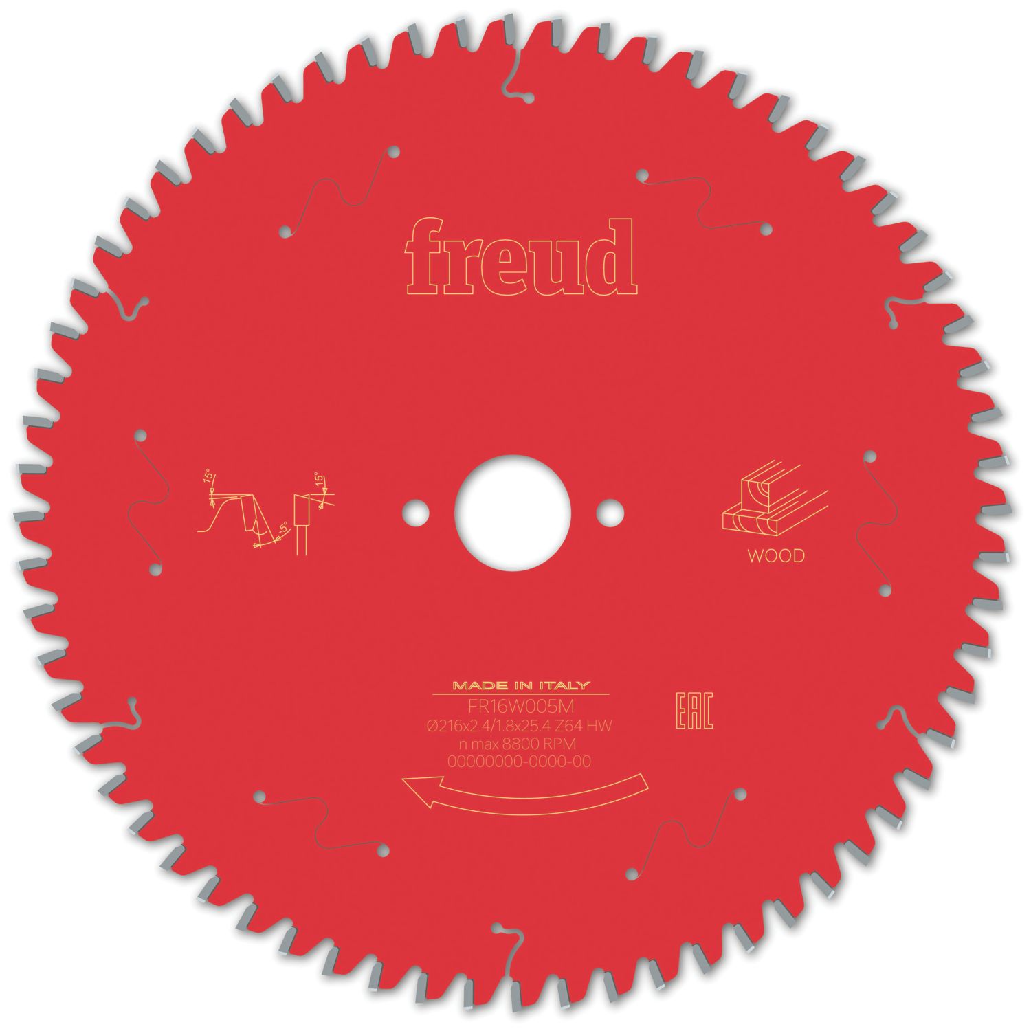 Freud F03FS09752 Wood/Chipboard/MDF Circular Saw Blade 216mm x 25.4mm 64T (575VV)