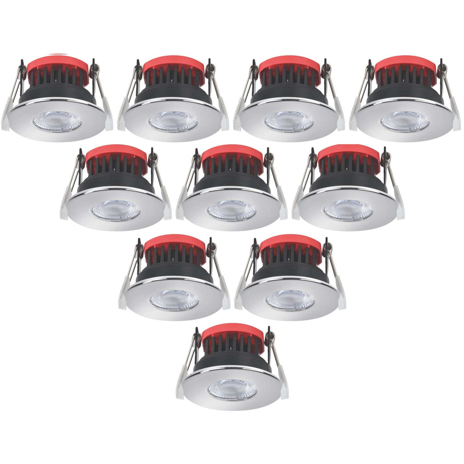 Lexco Tauri Fixed Fire Rated LED Downlights Polished Chrome 8W 500-800lm 10 Pack (577RE)