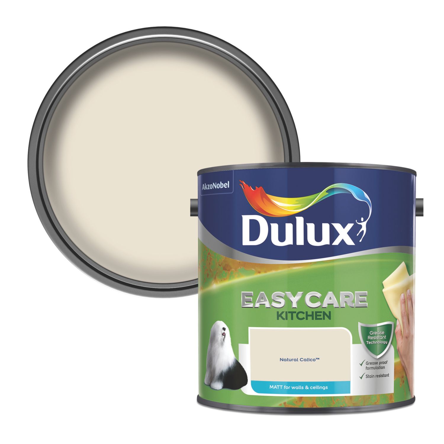 Dulux Easycare 2.5Ltr Natural Calico Matt Emulsion Kitchen Paint (57825)