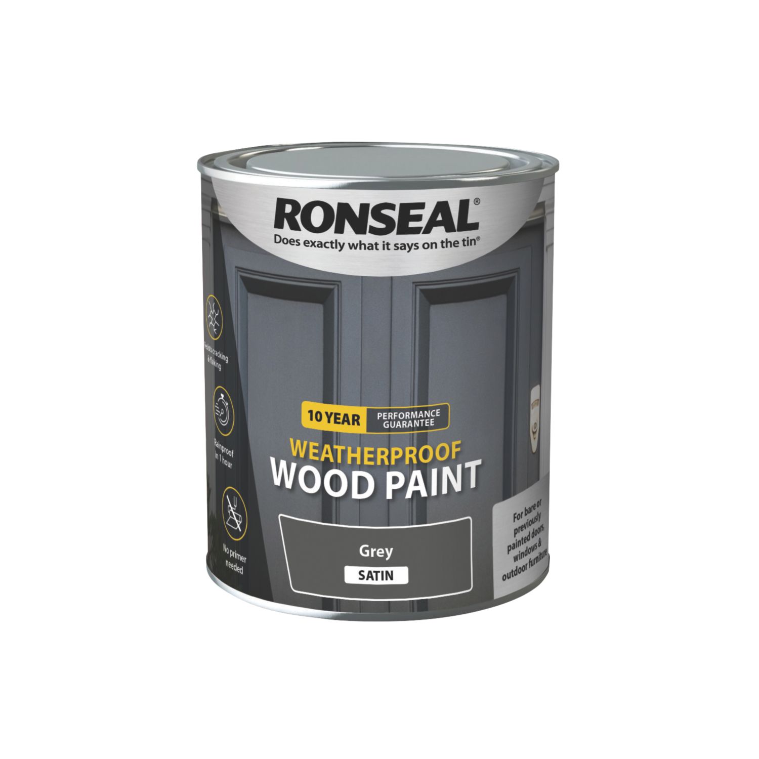 Ronseal 750ml Grey Satin Wood Paint (579FF)