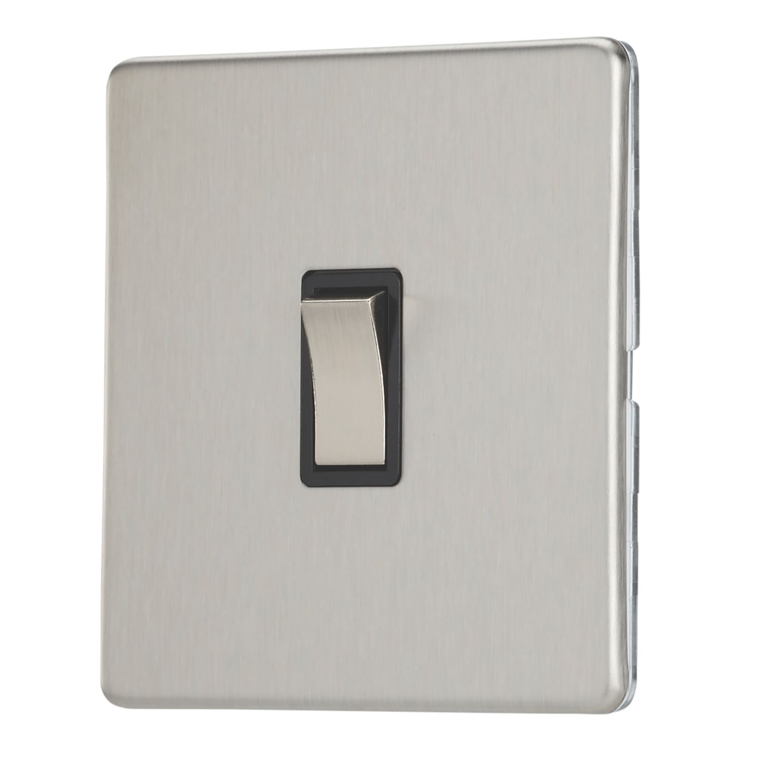 Contactum Lyric 10AX 1-Gang Intermediate Switch Brushed Steel with Black Inserts (579RP)