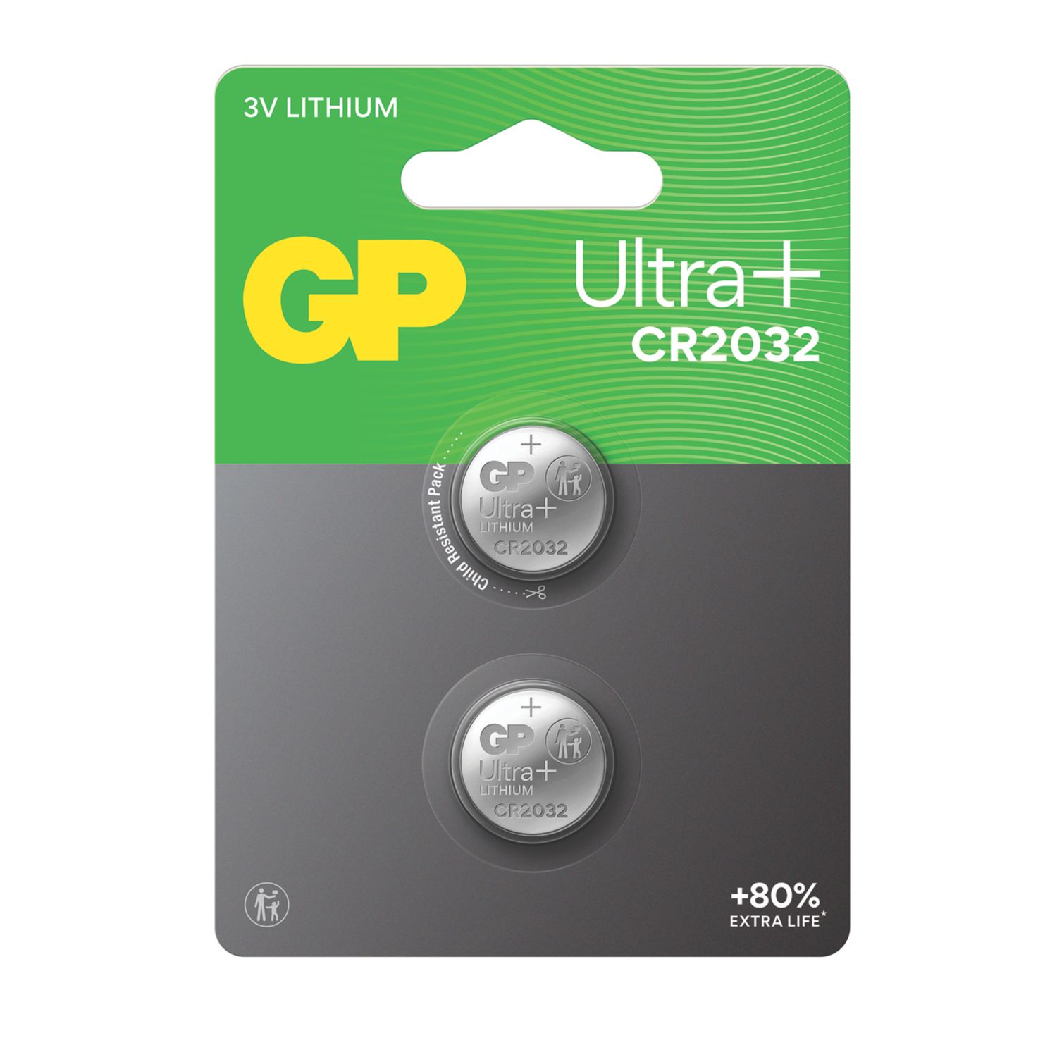 GP Batteries CR2032 3V Coin Cell Lithium Batteries 2 Pack (580EH)