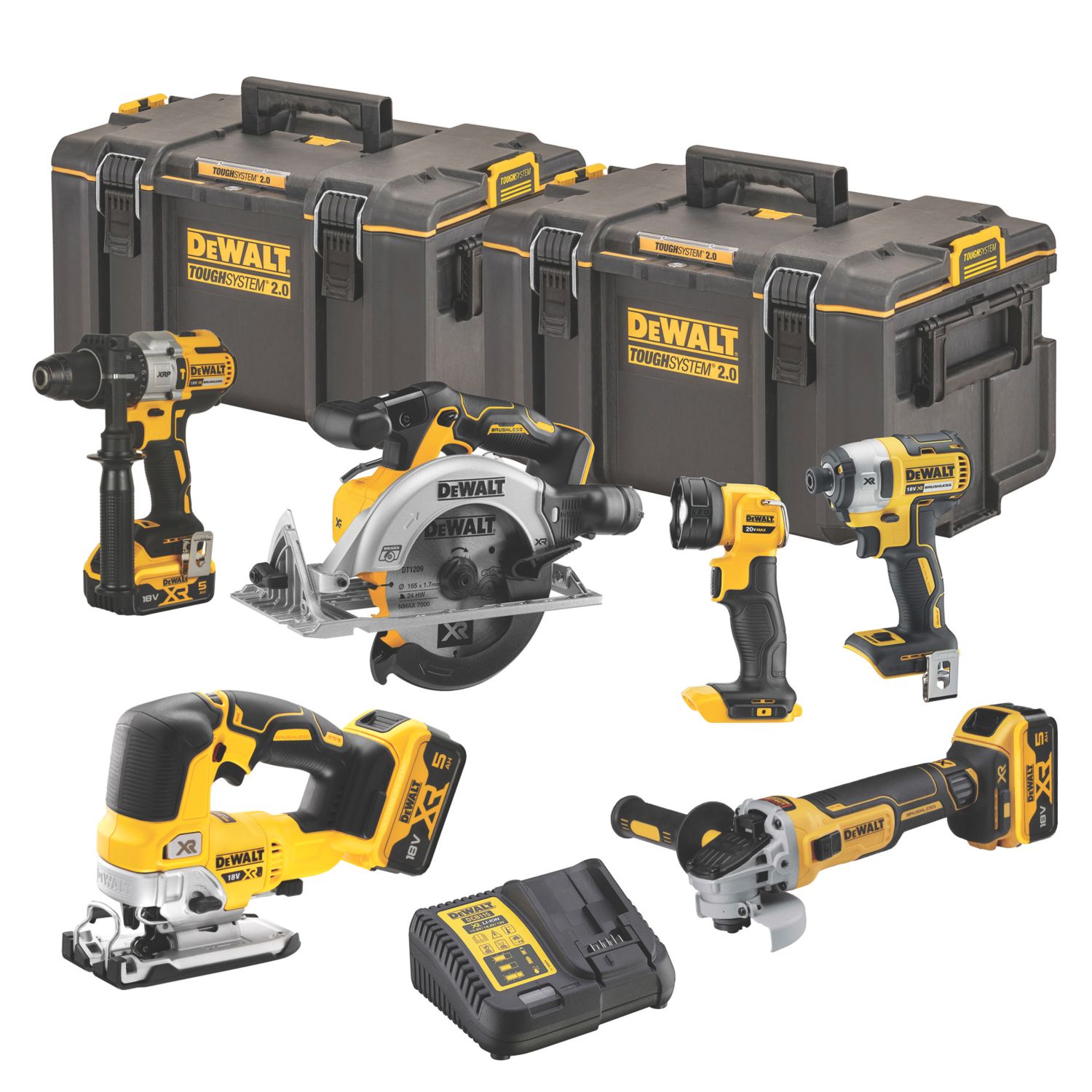 DeWalt DCK664P3-GB 18V 3 x 5.0Ah Li-Ion XR Brushless Cordless 6-Piece Power Tool Kit (581KJ)