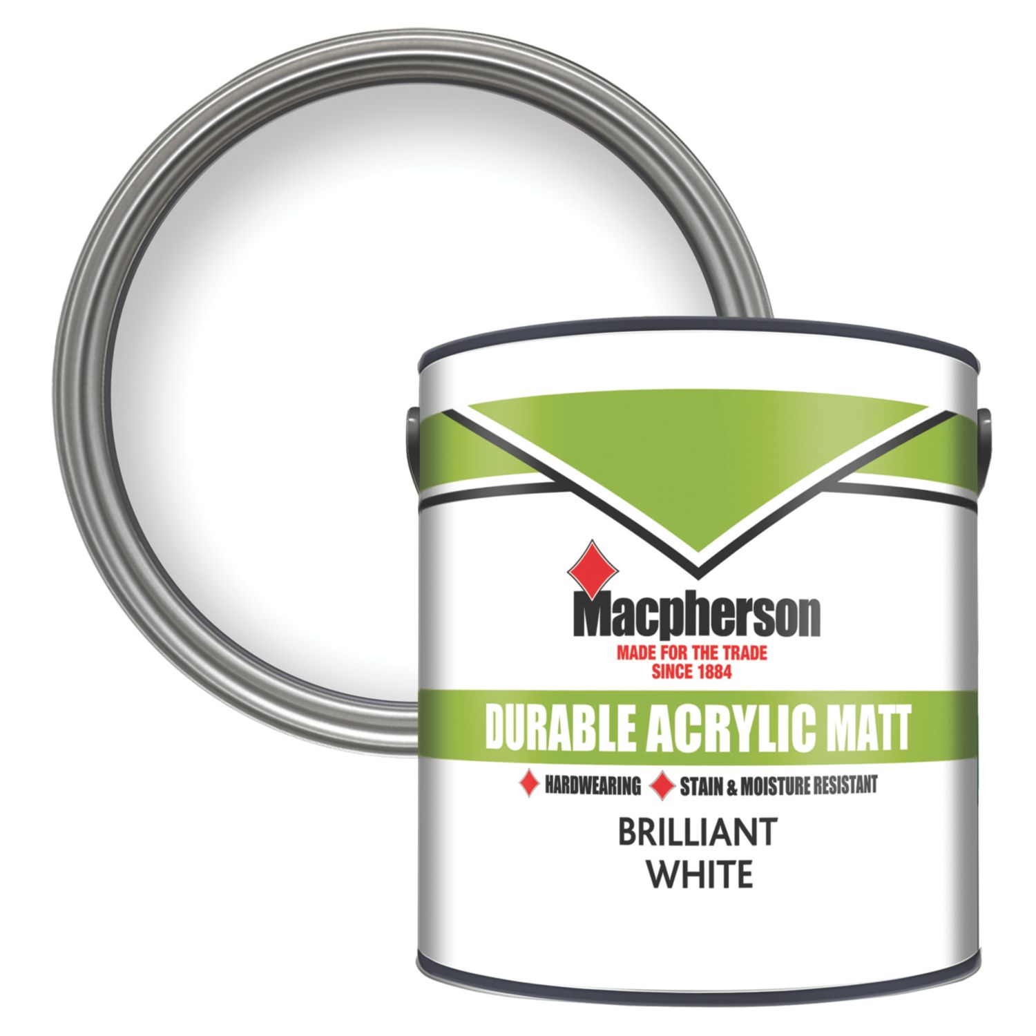 Macpherson 2.5Ltr Brilliant White Matt Emulsion Wall & Ceiling Paint (582TA)