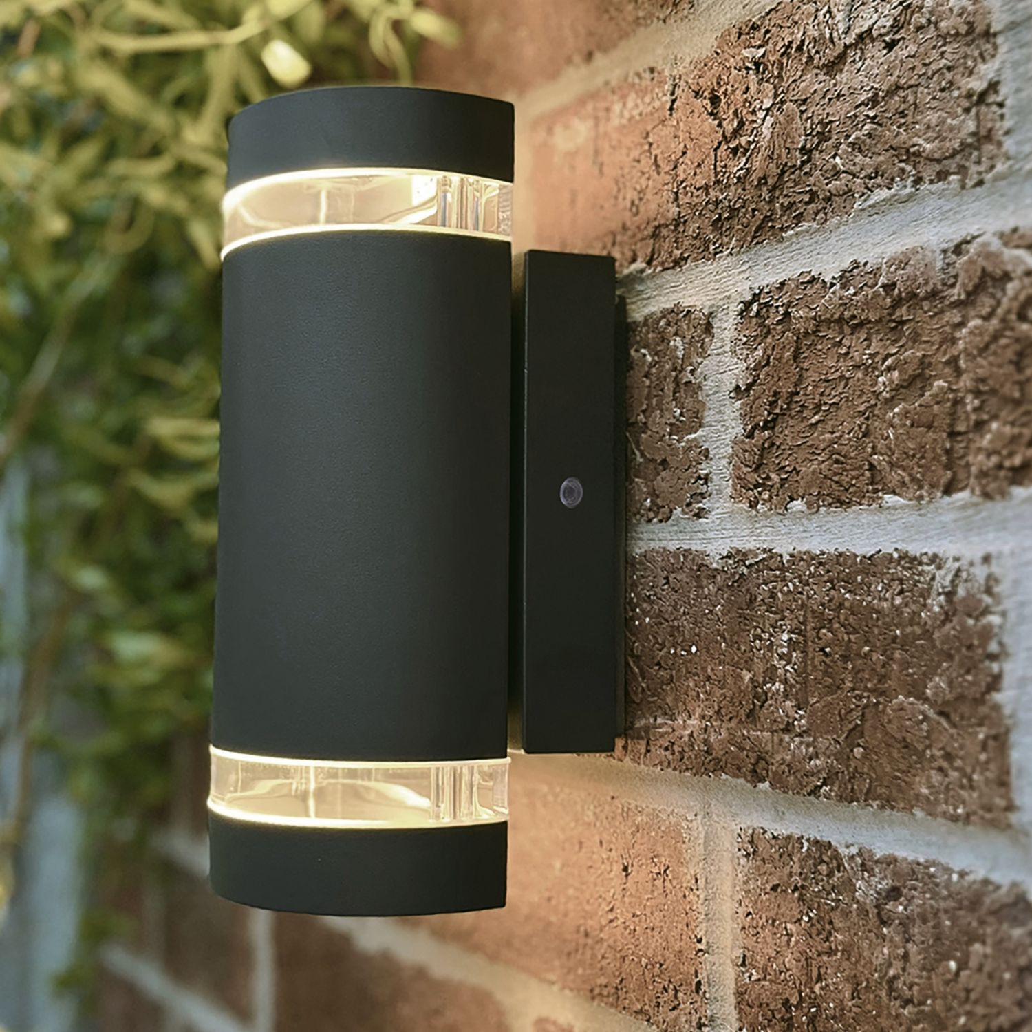 Lutec Focus Outdoor Wall Light With Photocell Dark Grey (583AJ)
