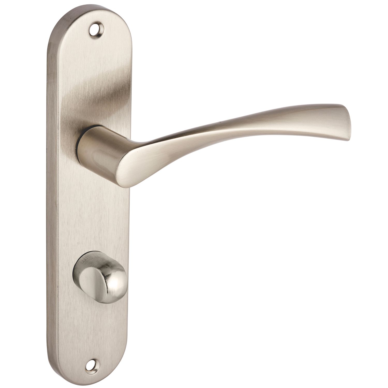 Smith & Locke Bude Fire Rated WC Door Handles Pair Brushed Nickel (585HY)