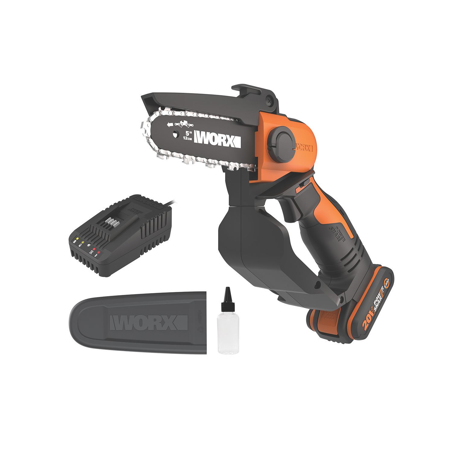 Worx WG324E 20V 1 x 2.0Ah Lithium PowerShare Cordless 12cm Pruning Chainsaw (587HA)