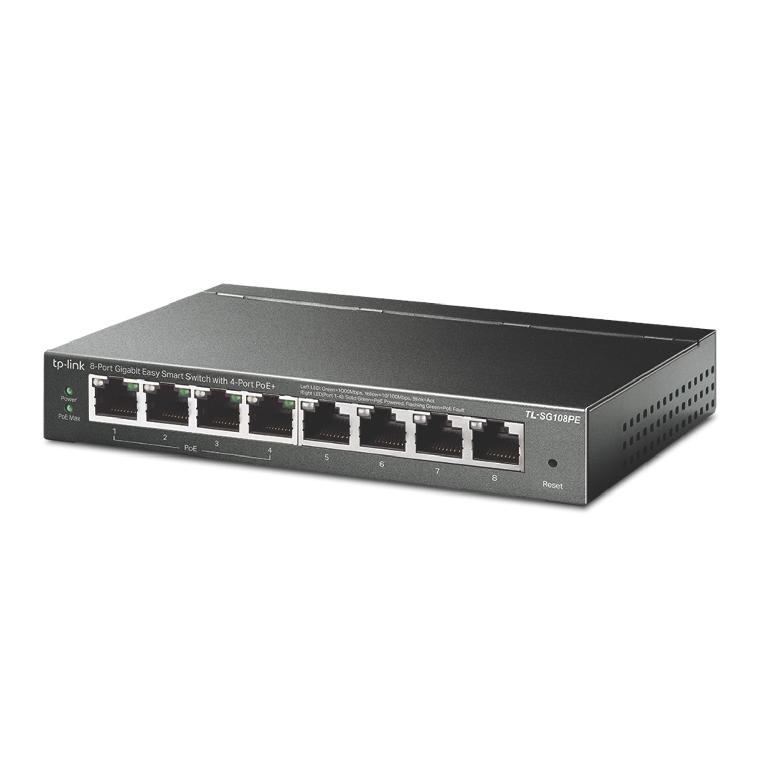 TP-Link TL-SG108PE 8 Port Desktop / Rackmount Network Switch Black (587RN)