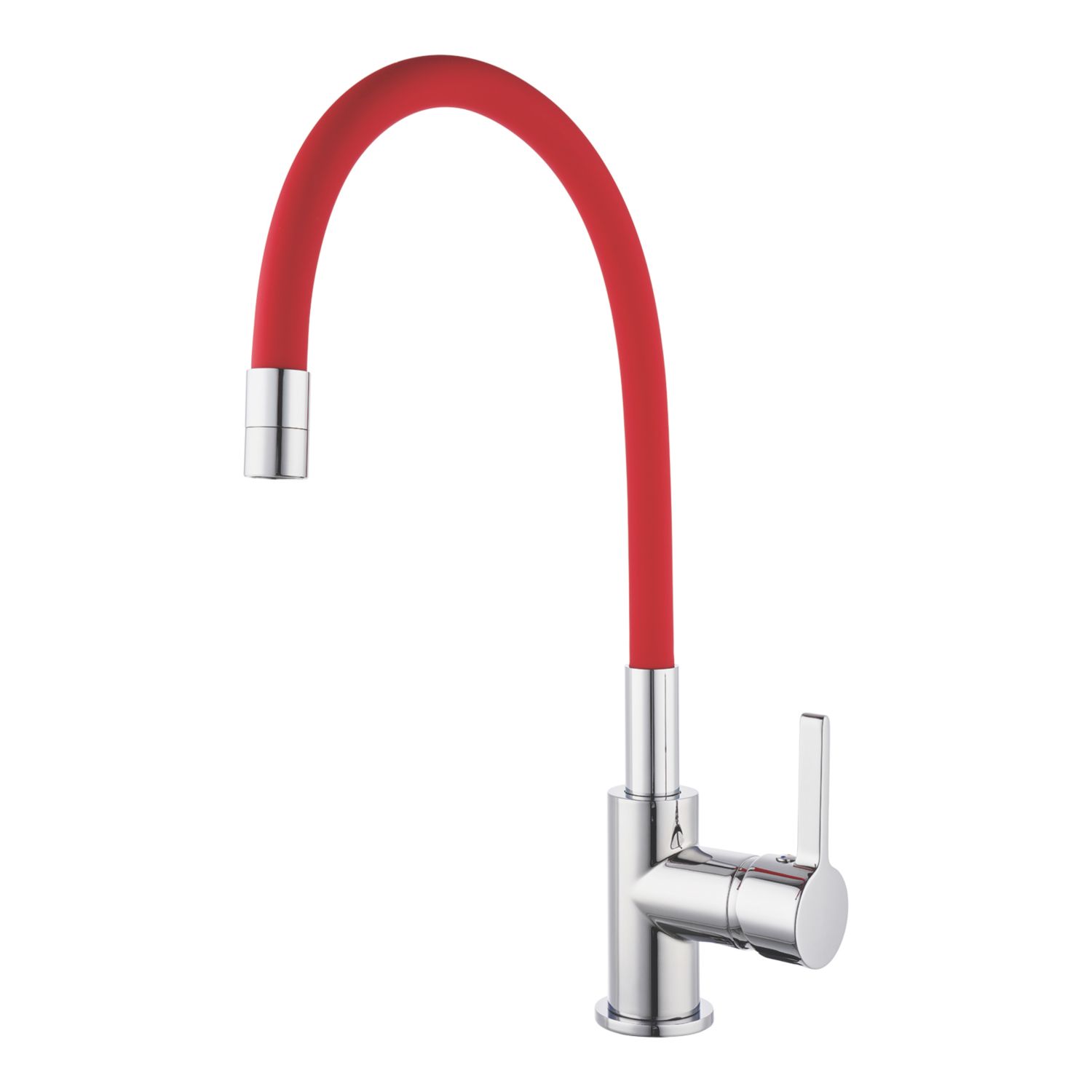 Piasa Pull-Out Spray Mixer Kitchen Tap Chrome & Red (587YT)