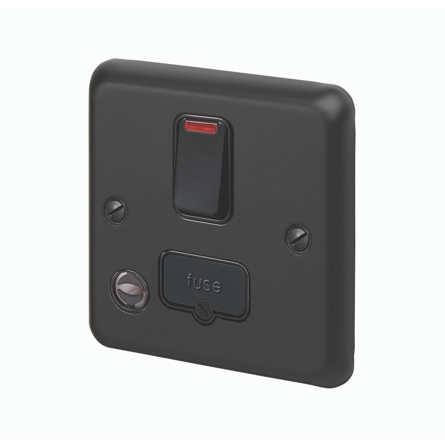 MK Contoura 13A Switched Fused Spur & Flex Outlet with Neon Black with Colour-Matched Inserts (588RG)