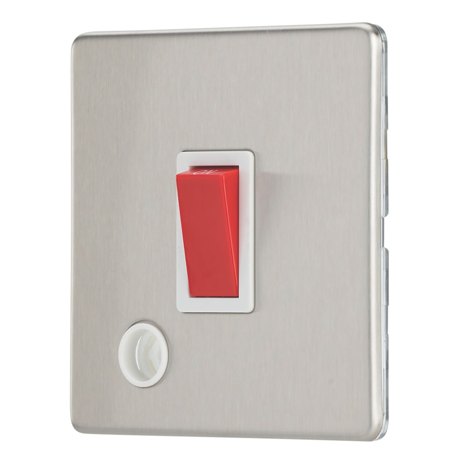 Contactum Lyric 32A 1-Gang DP Control Switch & Flex Outlet Brushed Steel with White Inserts (589RP)