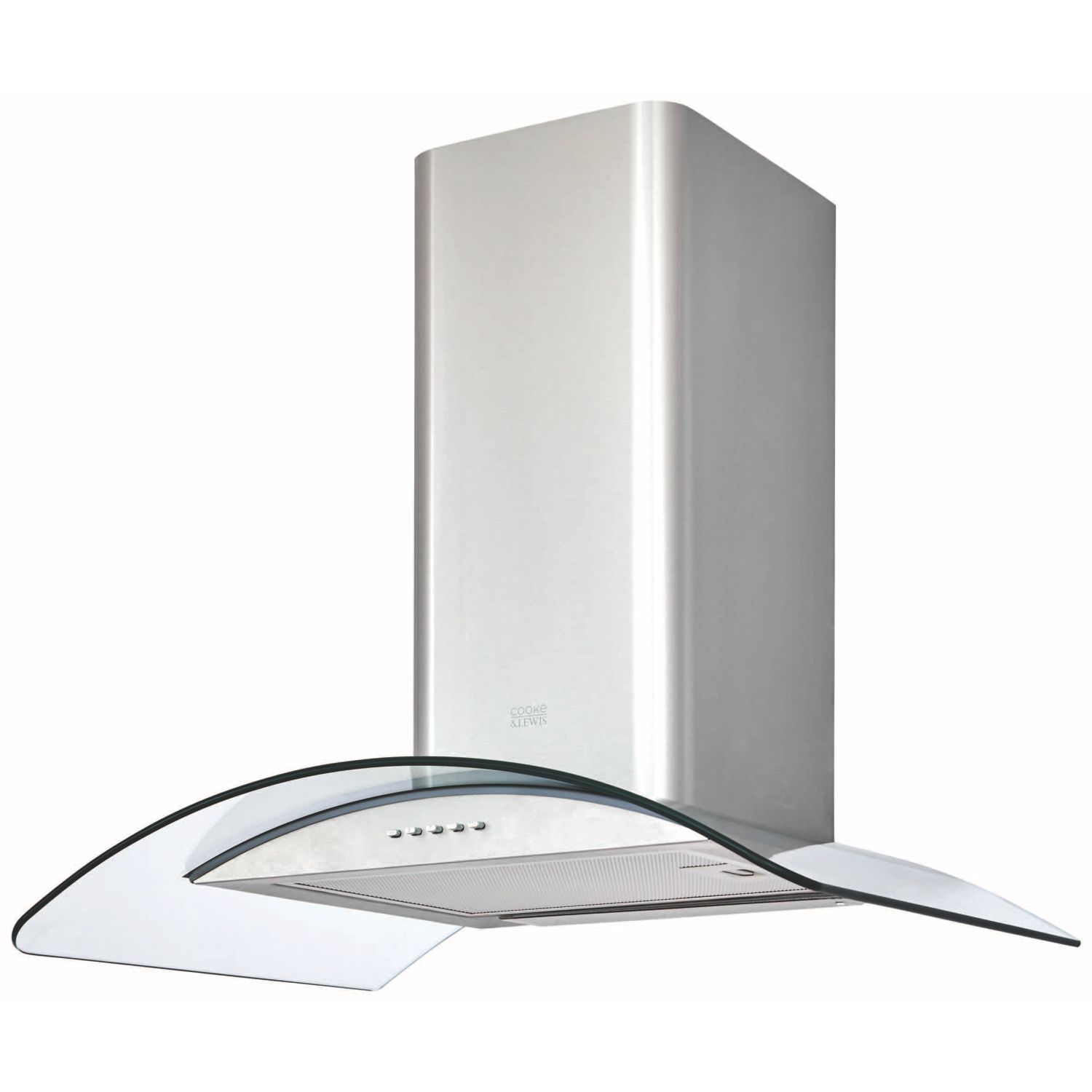 Cooke & Lewis Curved Glass Hood Stainless Steel 600mm (593FH)