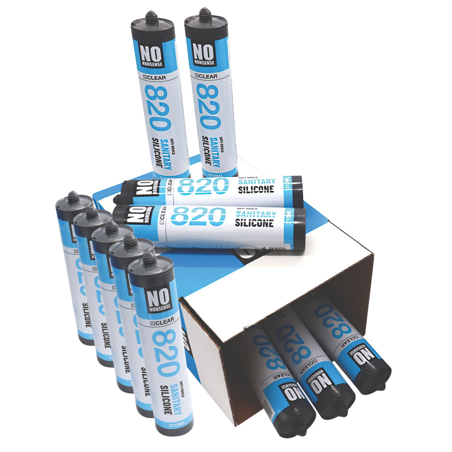 No Nonsense 820 Sanitary Silicone Clear 310ml 12 Pack (59432)