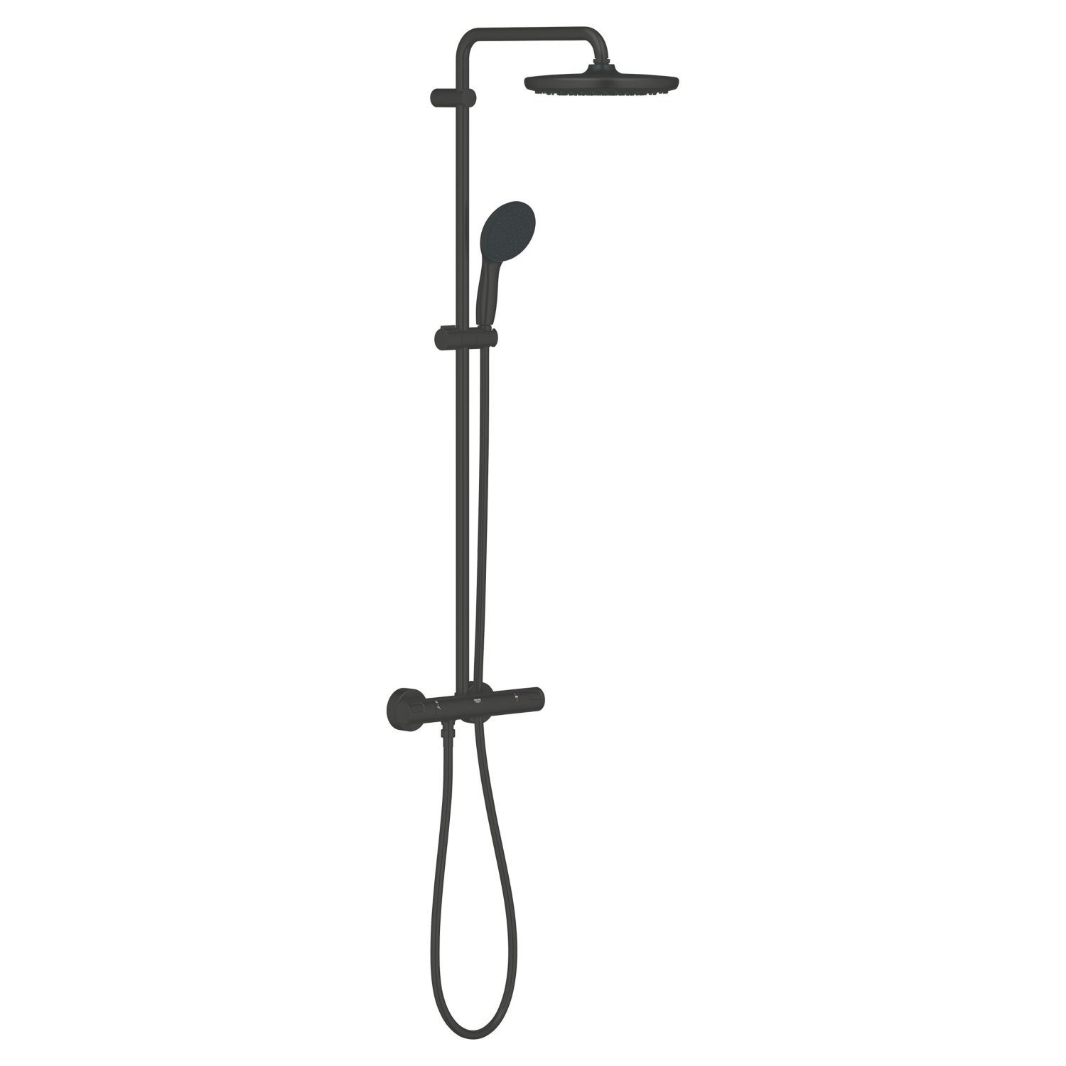 Grohe Vitalio Start 250 HP Rear-Fed Exposed Matt Black Thermostatic Shower System (596YX)