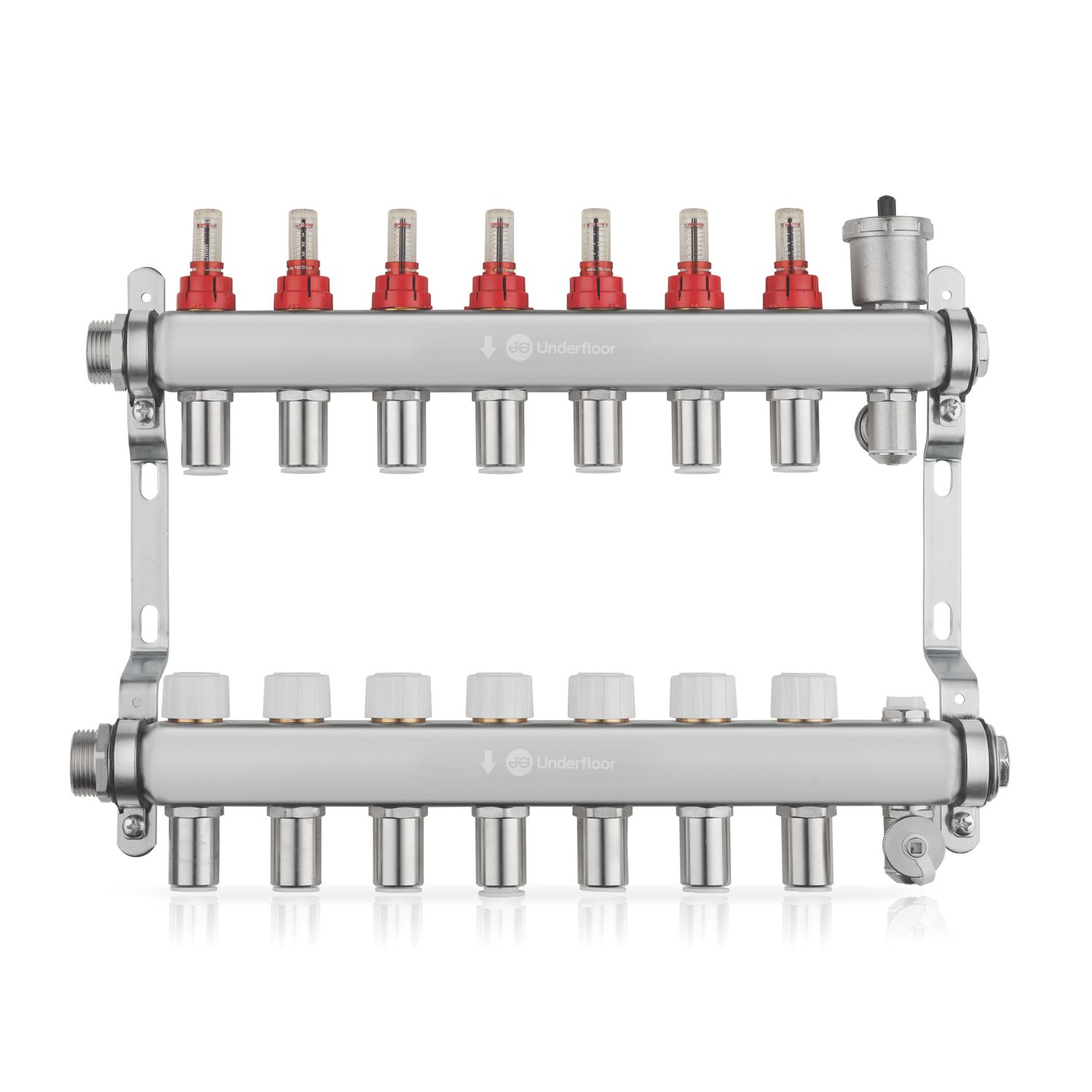 JG Underfloor 7 Port Heating Manifold Brushed Steel (598TY)