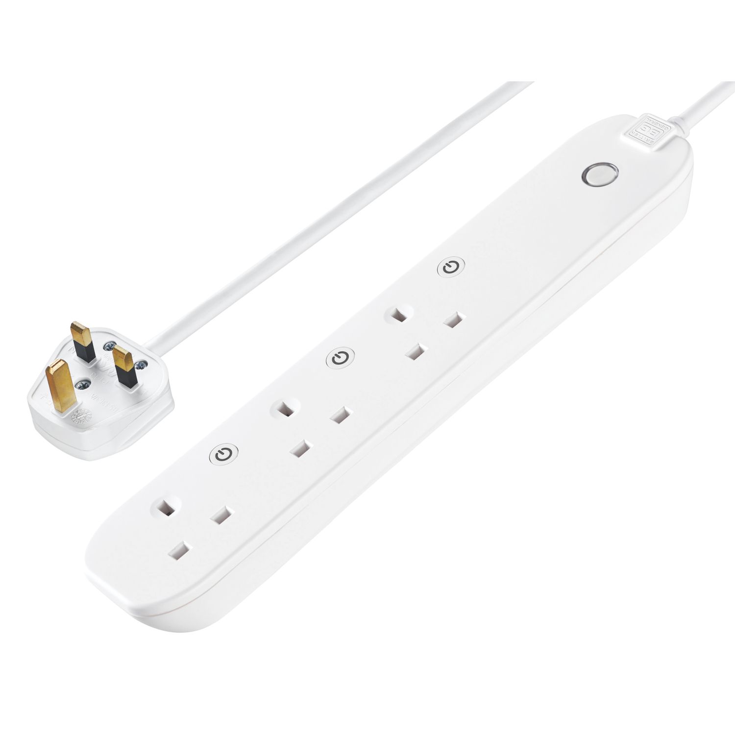 British General 13A 3-Gang Switched Smart Extension Lead White 1m (599PG)