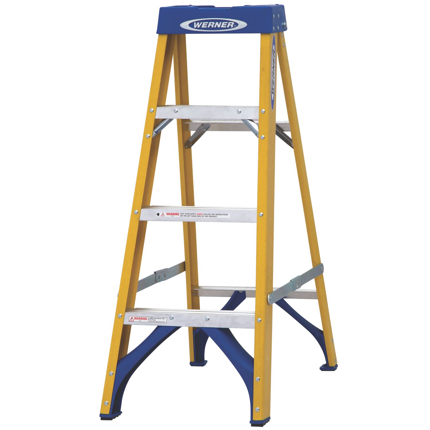 Werner Fibreglass 1.12m 4 Step Swingback A Frame Step Ladder (6008X)