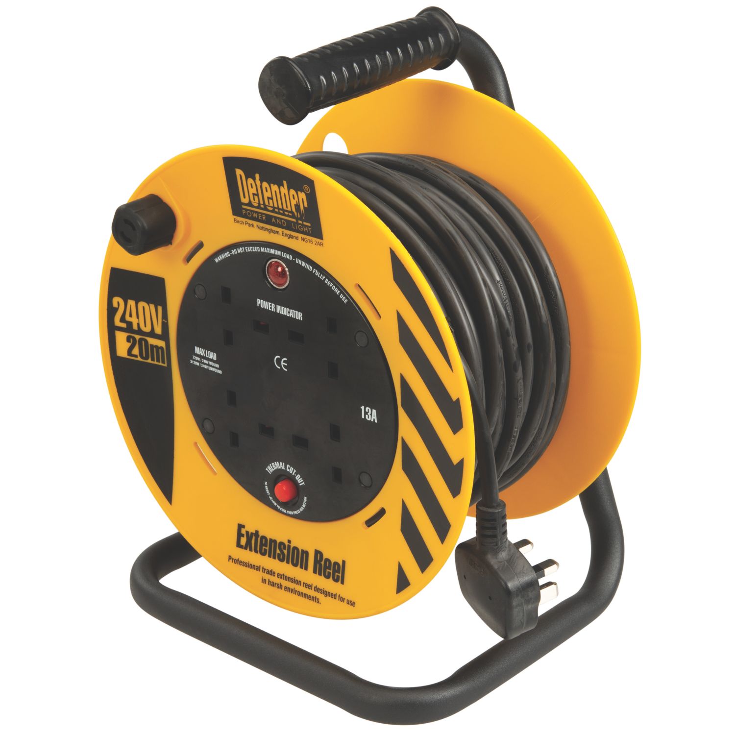 Defender E86465 13A 4-Gang 20m Cable Reel 240V (600XX)