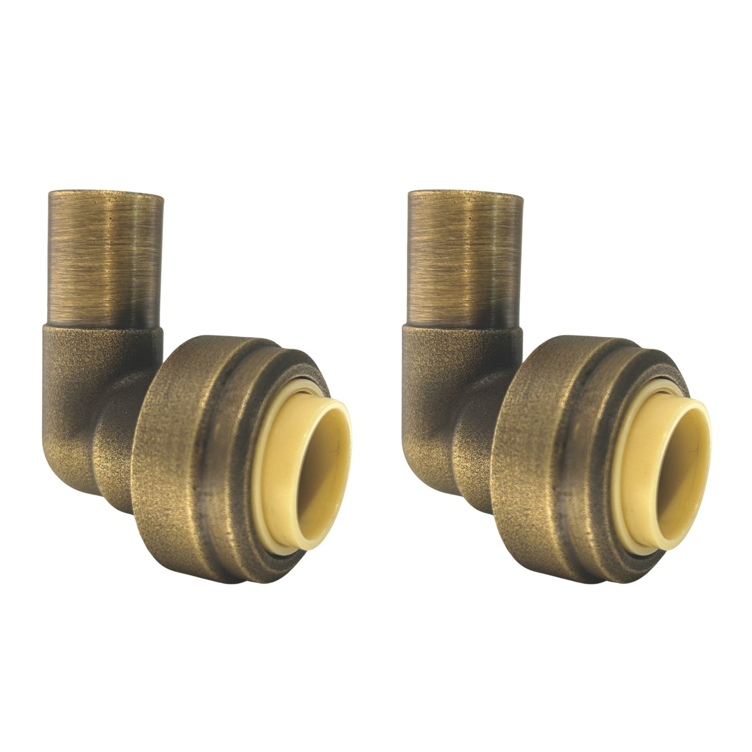 ETAL Brass Push-Fit Equal 90° Stem Elbow 15mm 2 Pack (600YU)