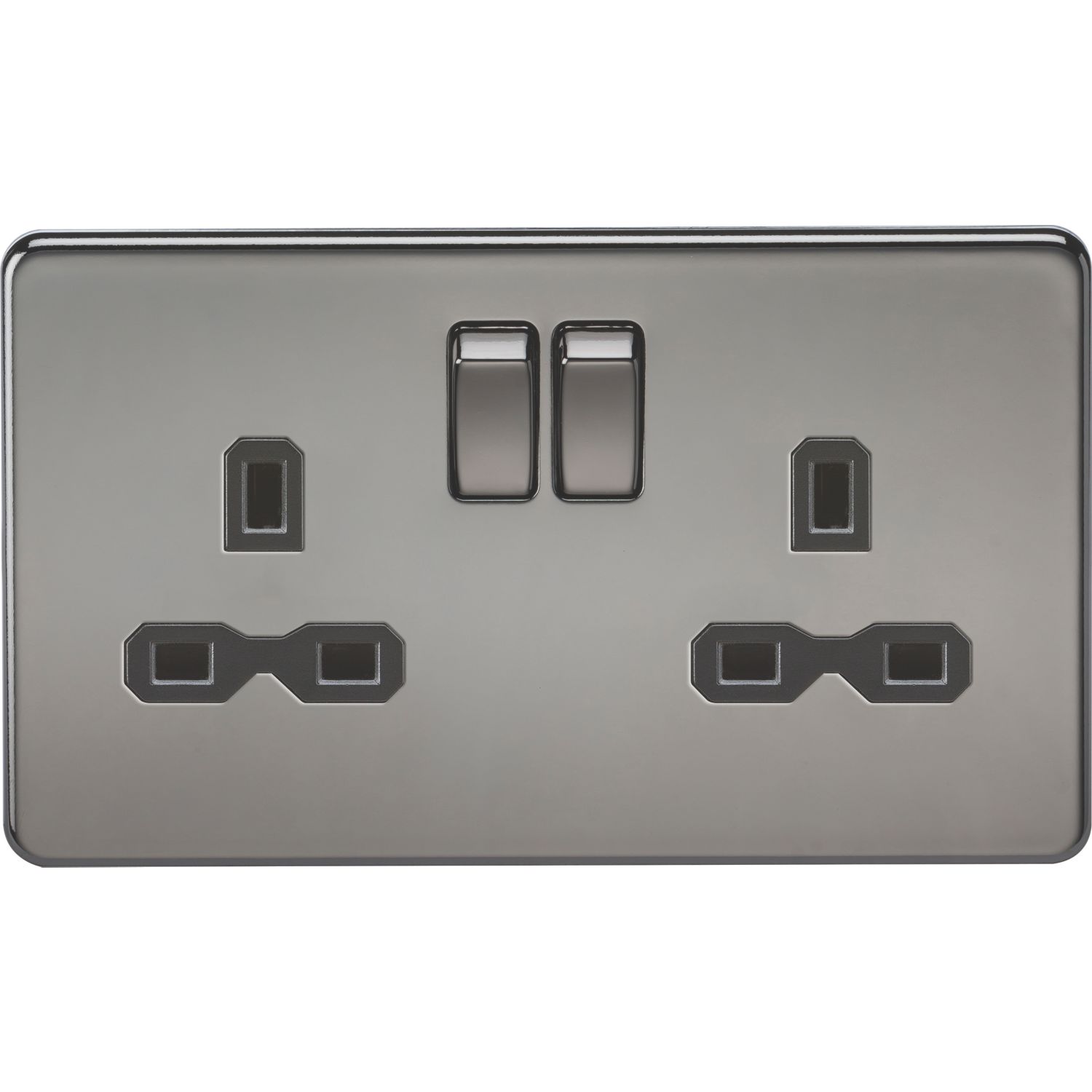 Knightsbridge 13A 2-Gang DP Switched Double Socket Black Nickel with Black Inserts (602TY)