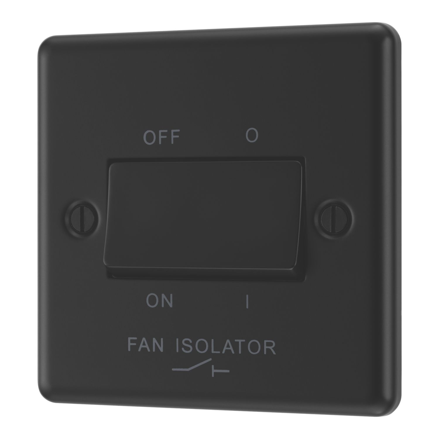 LAP 10A 1-Gang 3-Pole Fan Isolator Switch Matt Black with Colour-Matched Inserts (603PN)