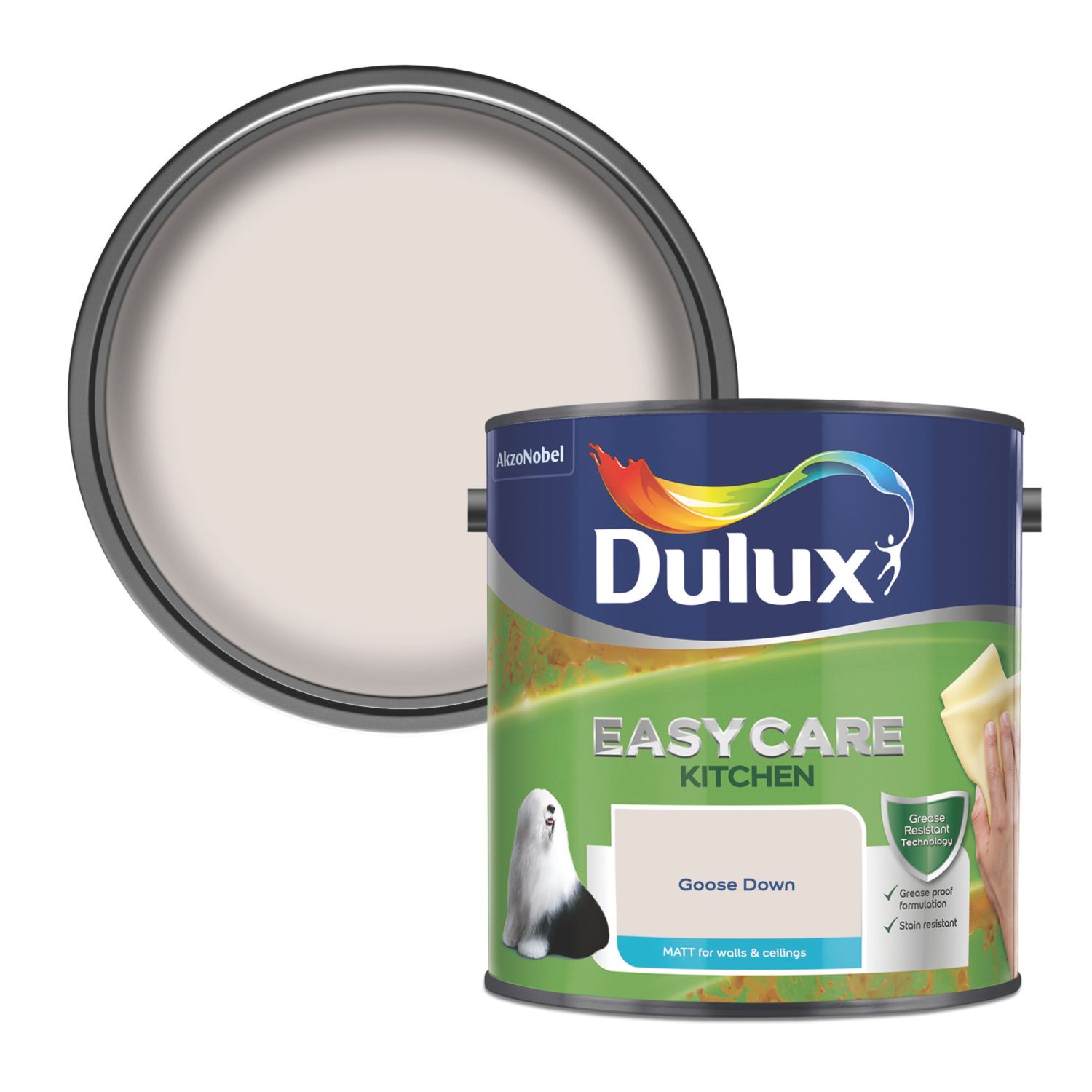 Dulux Easycare 2.5Ltr Goose Down Matt Emulsion Kitchen Paint (604RT)