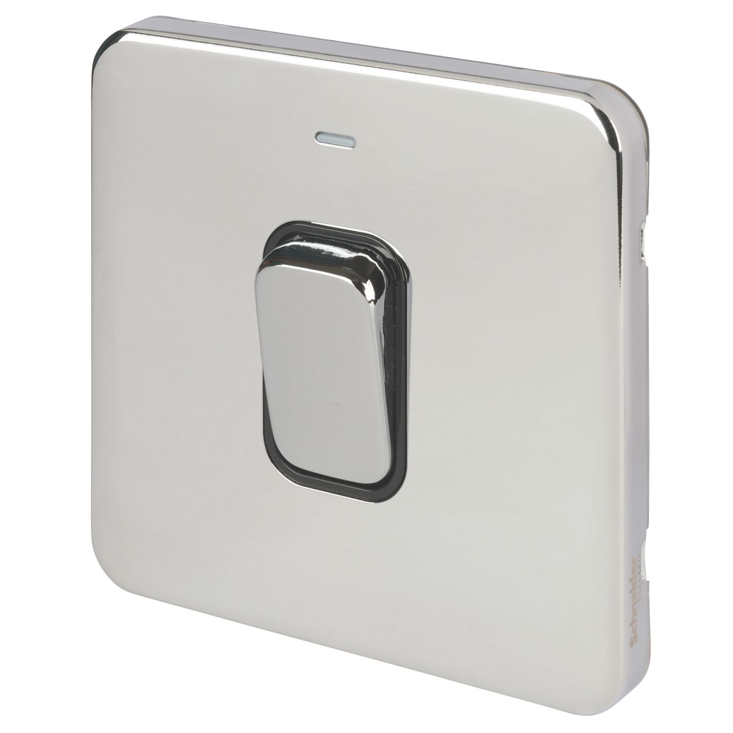 Schneider Electric Lisse Deco 50A 1-Gang DP Cooker Switch Polished Chrome with LED with Black Inserts (605FF)