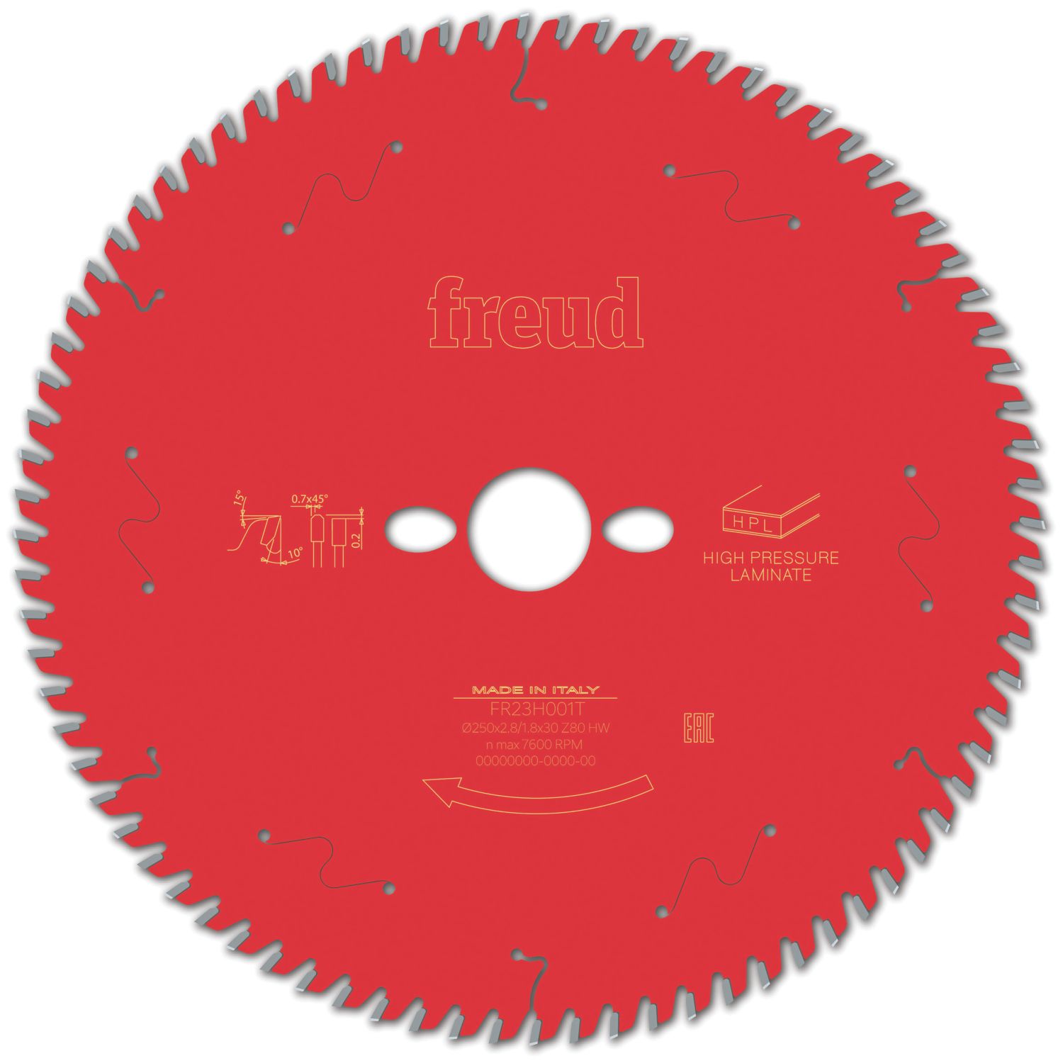 Freud F03FS09877 High Pressure Laminate Circular Saw Blade 250mm x 30mm 80T (607VV)