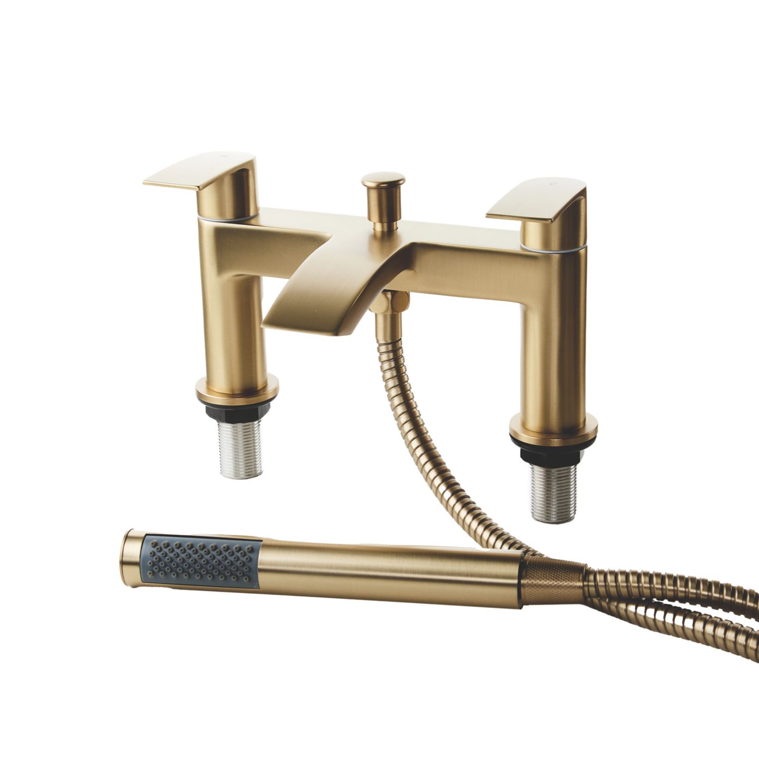 ETAL Spear Brushed Brass 123mm Deck Mounted Dual Control Manual Shower Mixer Tap (609YU)