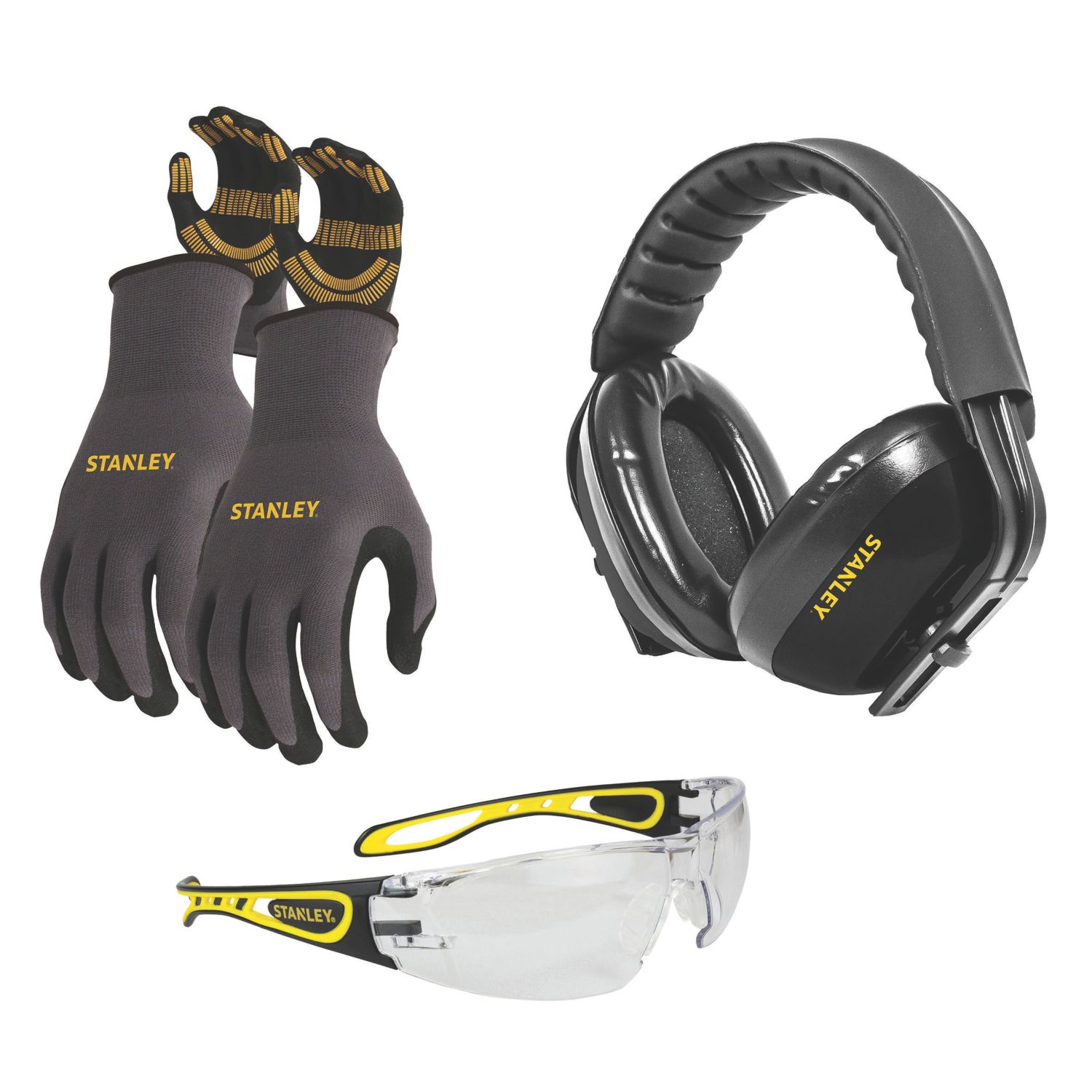 Stanley Starter Kit Ear Defenders, Gloves and Eyewear 4 Piece Set (611AY)