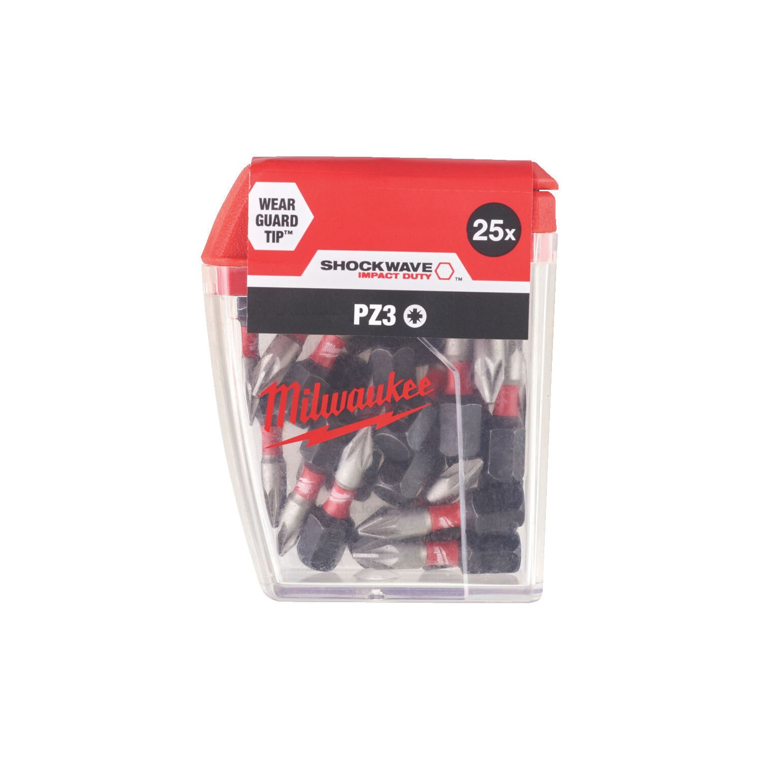 Milwaukee Shockwave 1/4" 25mm Hex Shank PZ3 Impact Duty Screwdriver Bits 25 Pack (611GE)