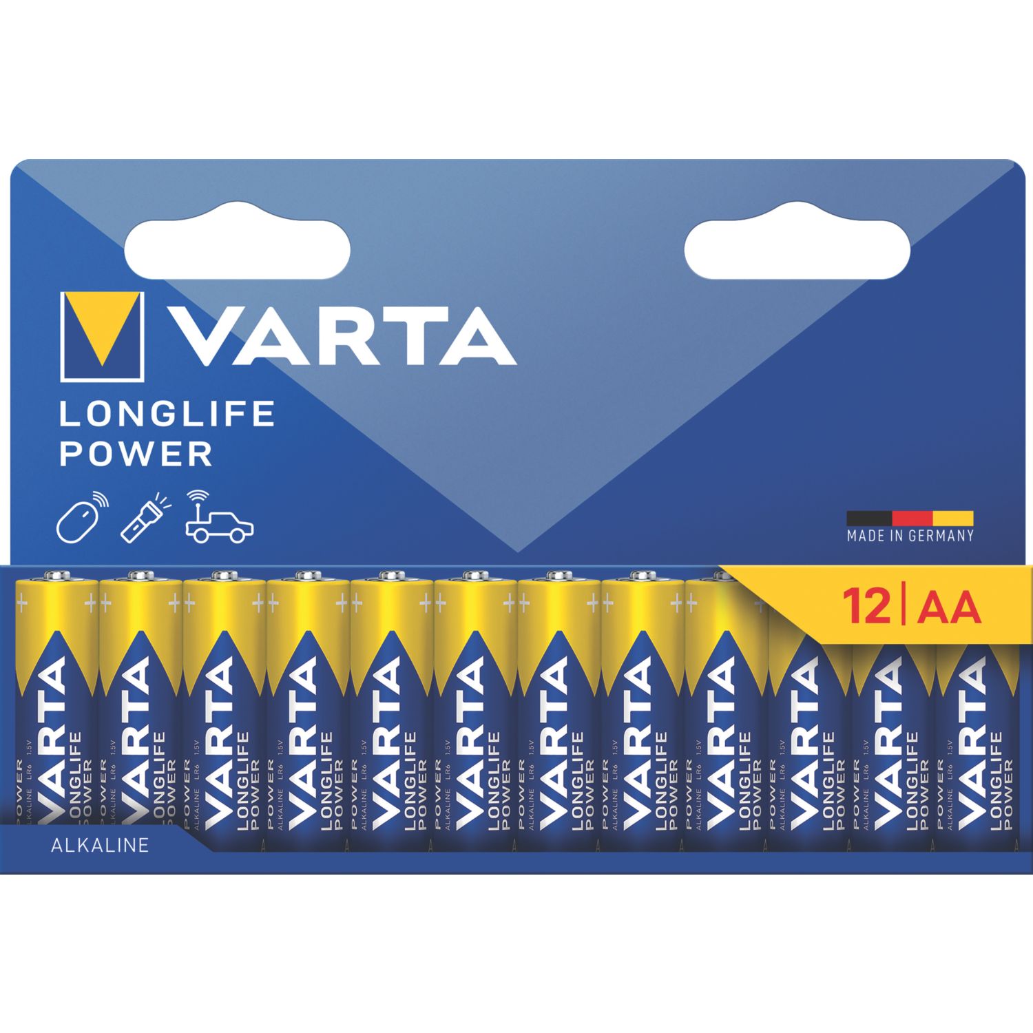 Varta Longlife Power AA 1.5V Alkaline Batteries 12 Pack (611YW)