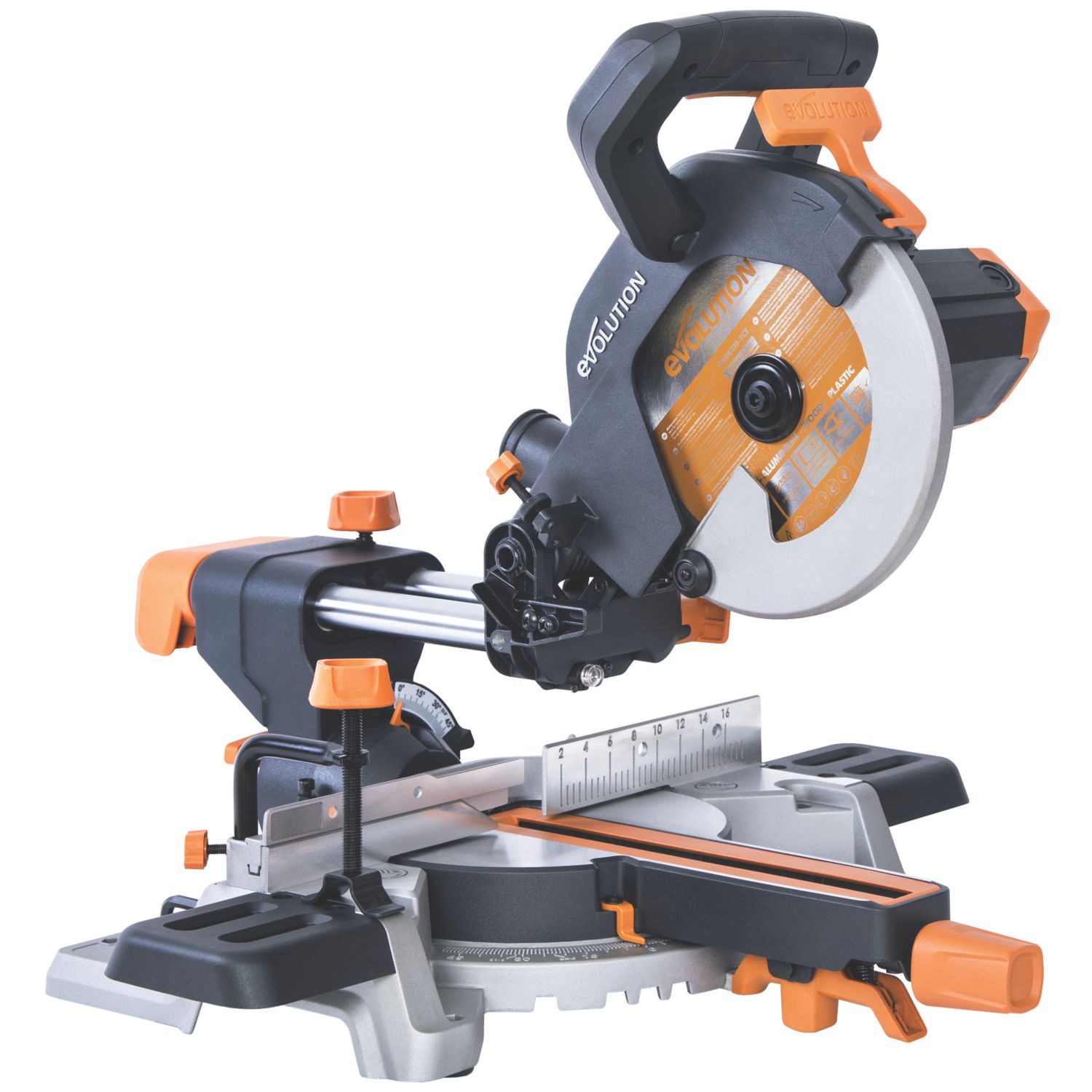 Evolution R210SMS 210mm Electric Single-Bevel Sliding Multi-Material Mitre Saw 110V (6126V)